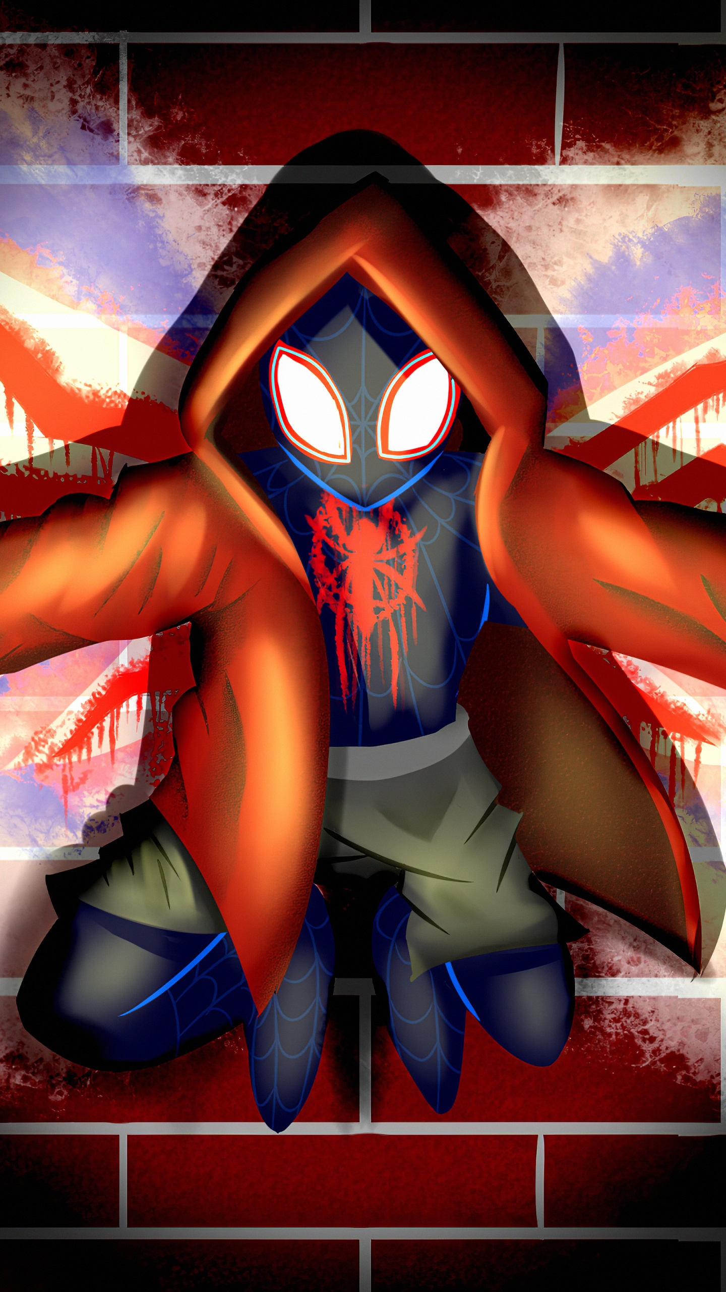 Illustration de L'homme Araignée Bleu et Rouge. Wallpaper in 1440x2560 Resolution