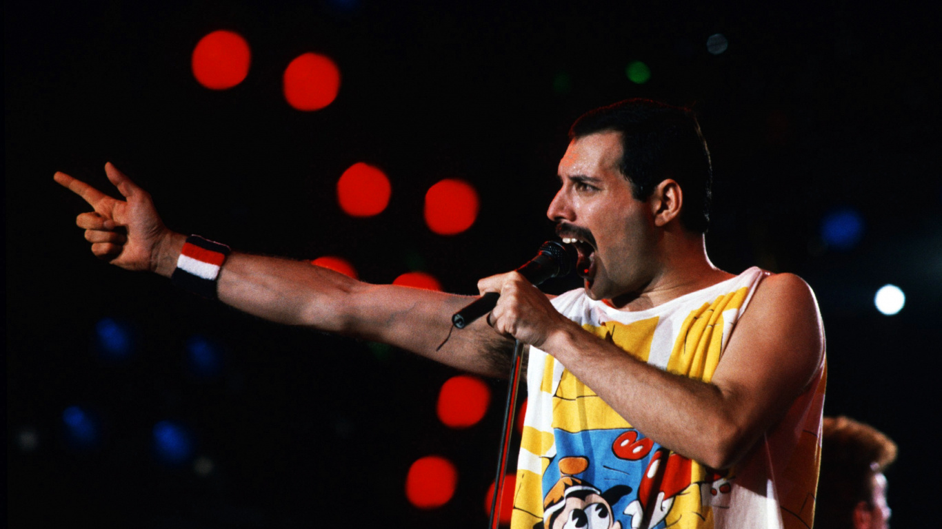 Freddie Mercury, Queen, Leistung, Musik, Unterhaltung. Wallpaper in 1366x768 Resolution