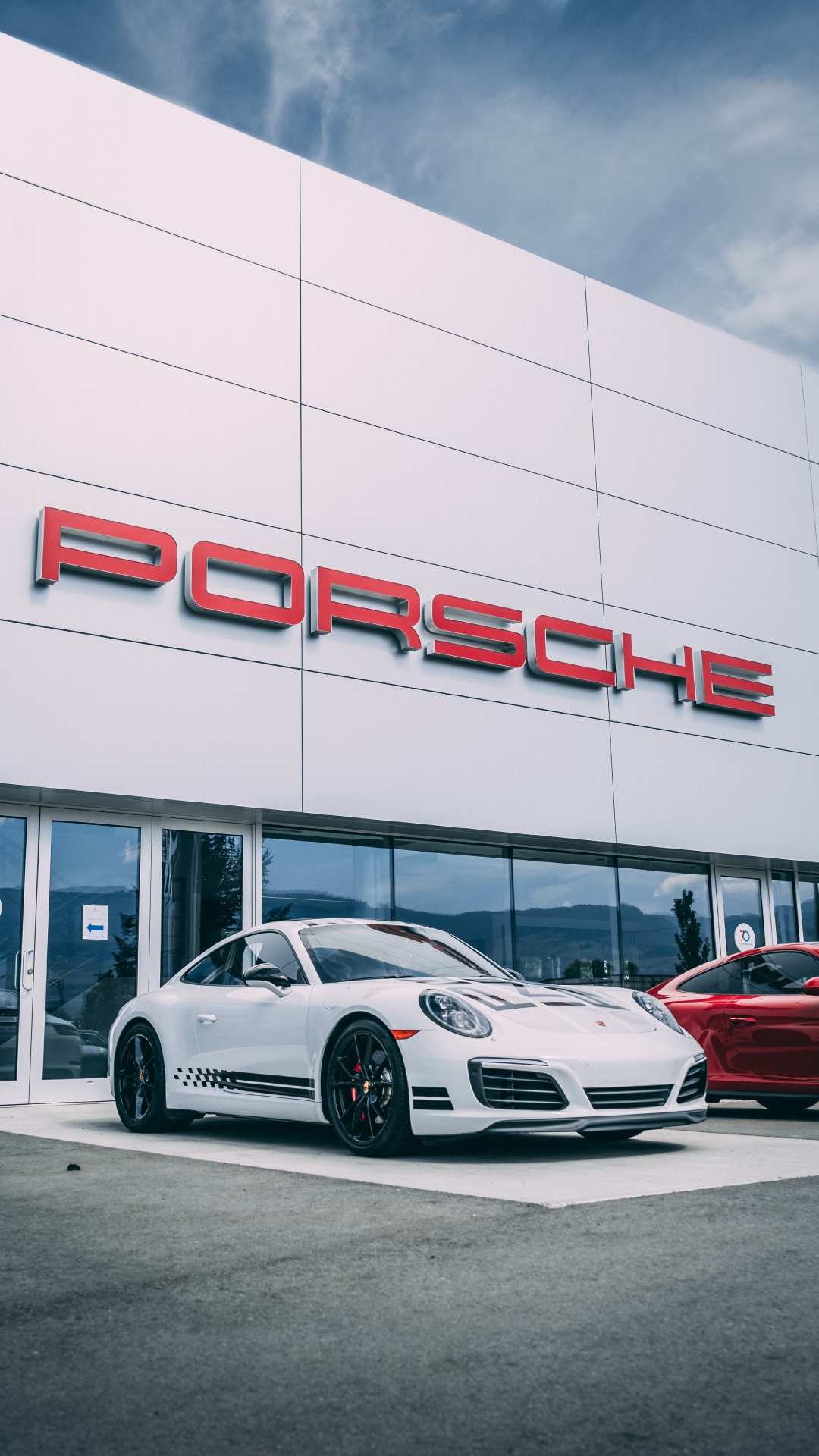 White Porsche 911 Parked in Front of White Building. Wallpaper in 1080x1920 Resolution