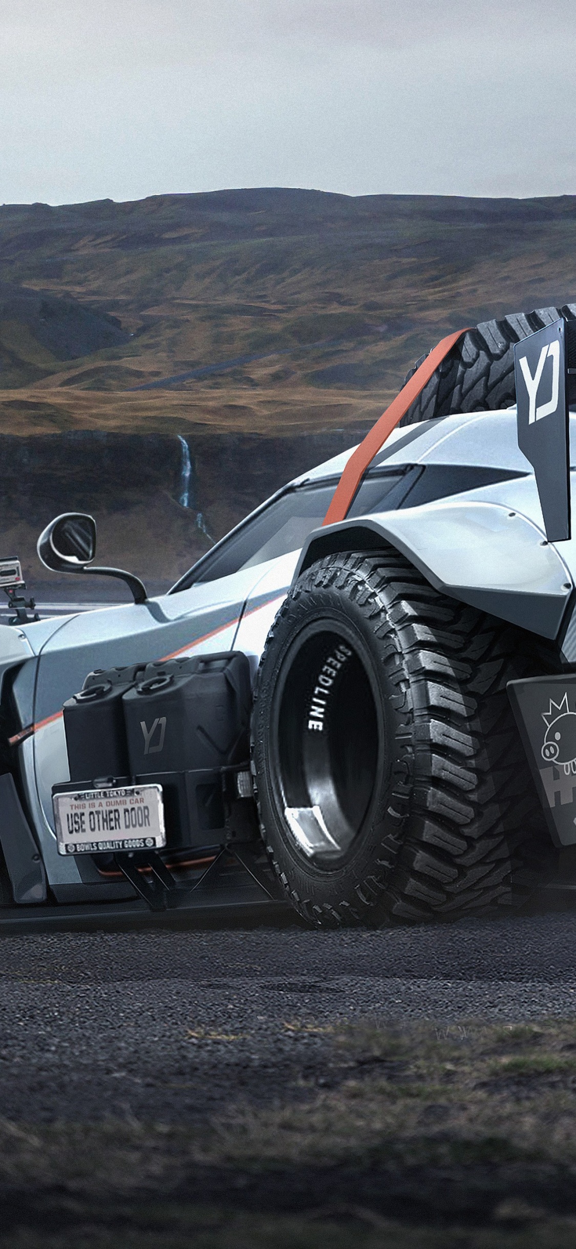 Porsche 911 Blanche et Noire Sur Route Pendant la Journée. Wallpaper in 1125x2436 Resolution