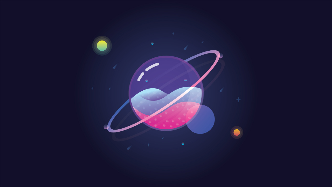 Space Simple, Planet, Digital Art, Minimalism, Space. Wallpaper in 1280x720 Resolution