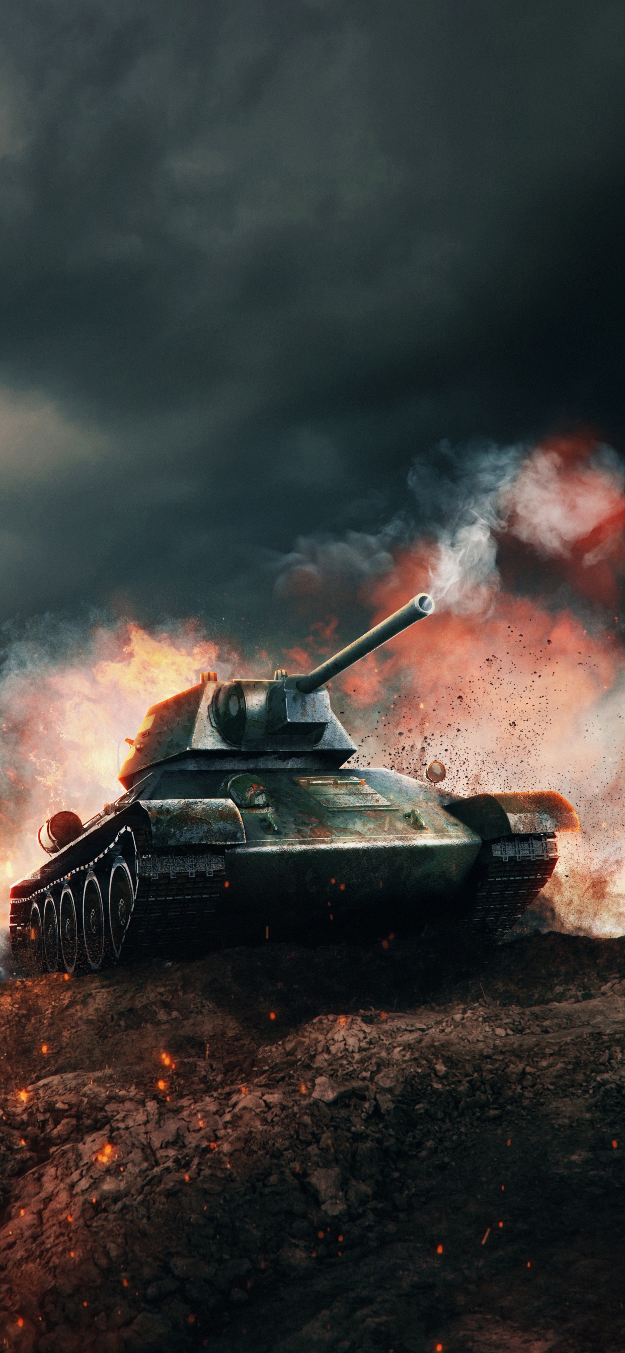 Tank, Ios, Eigenschub-Artillerie, Rauch, Gas. Wallpaper in 1242x2688 Resolution