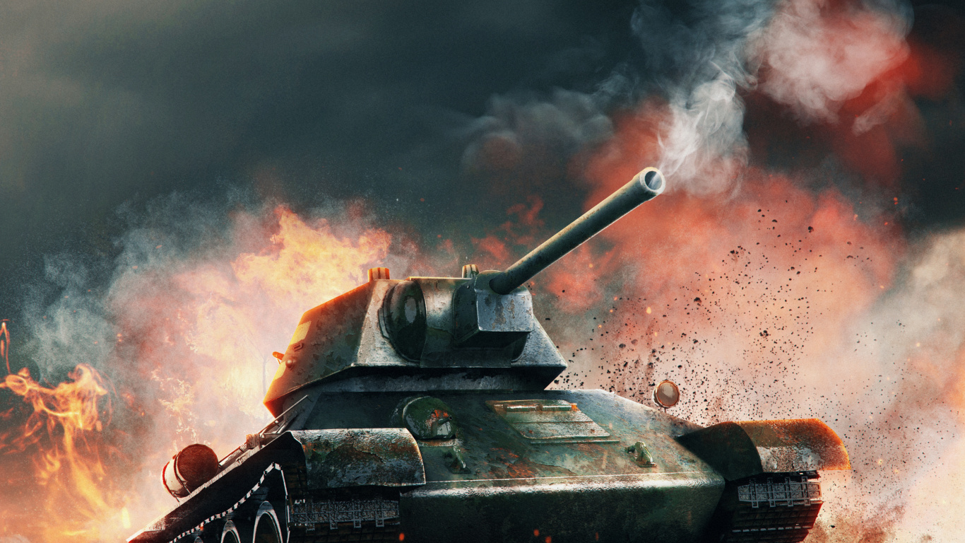 Tank, Ios, Self Propelled Artillery, Smoke, Gas. Wallpaper in 1366x768 Resolution