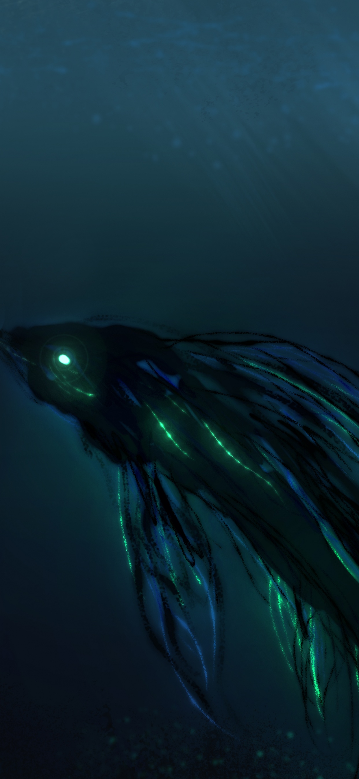 Poisson Bleu et Noir Dans L'eau. Wallpaper in 1242x2688 Resolution