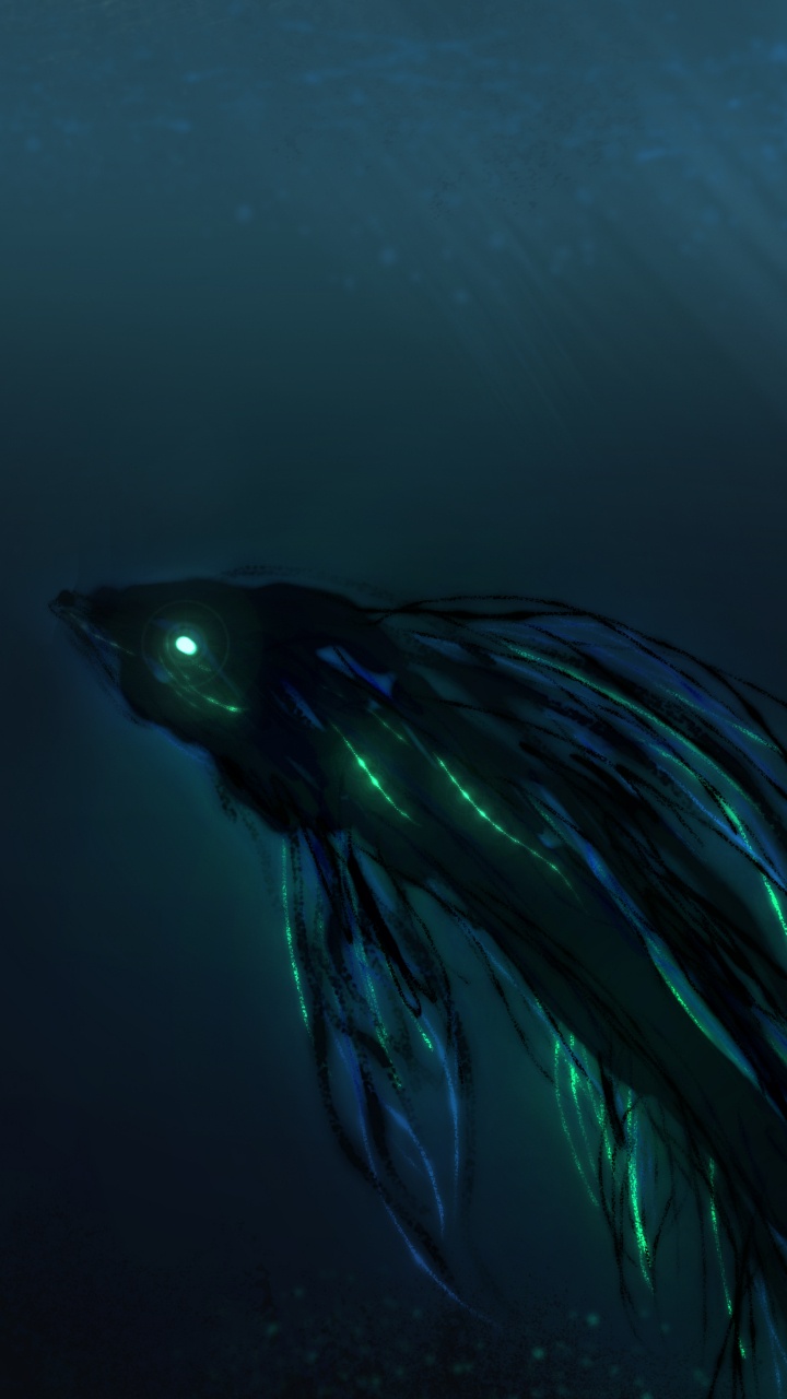 Poisson Bleu et Noir Dans L'eau. Wallpaper in 720x1280 Resolution