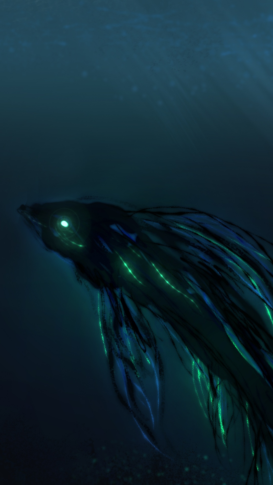 Blauer Und Schwarzer Fisch im Wasser. Wallpaper in 1080x1920 Resolution