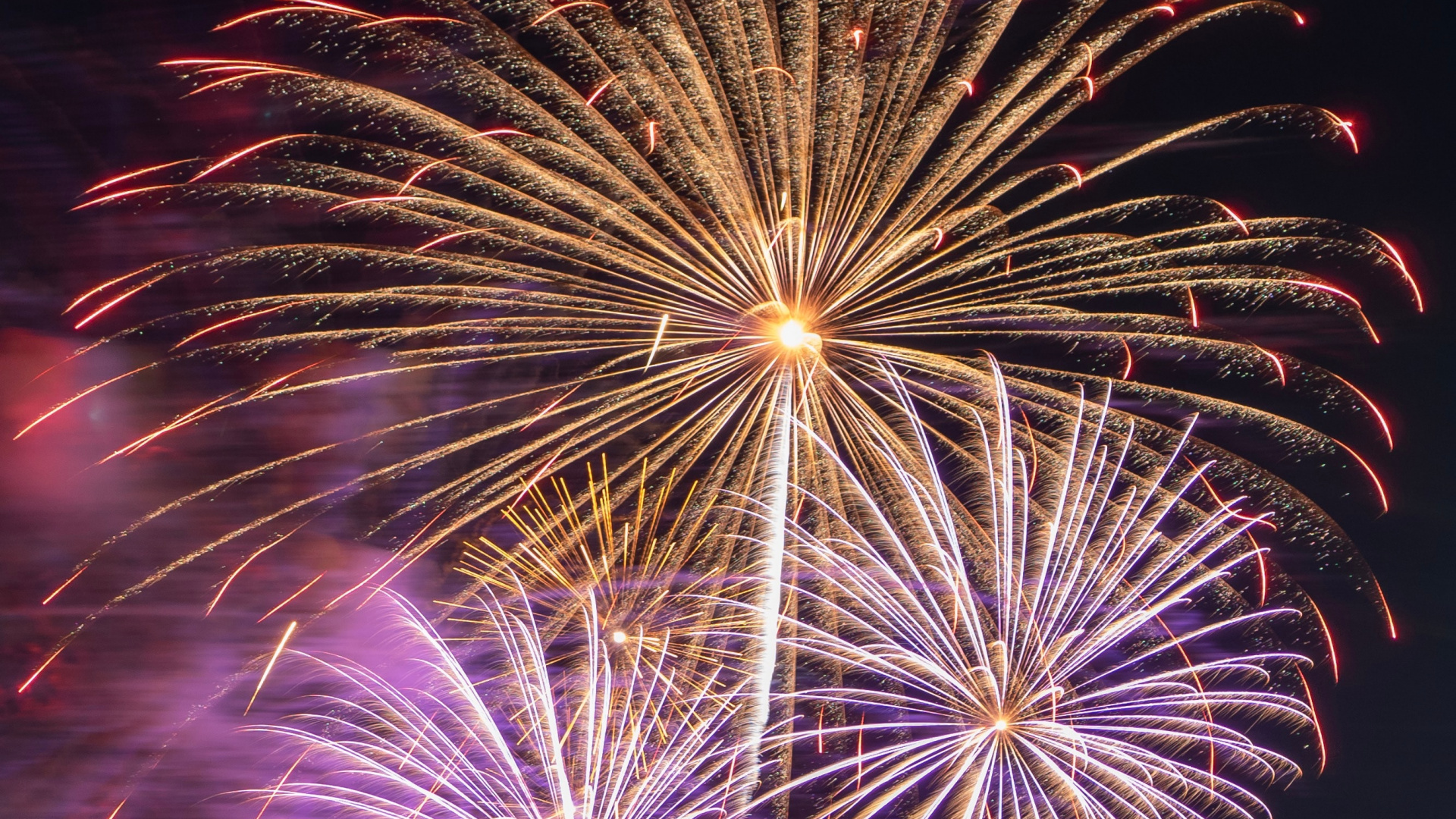 Fireworks, New Years Day, Night, Midnight, Festival. Wallpaper in 1920x1080 Resolution