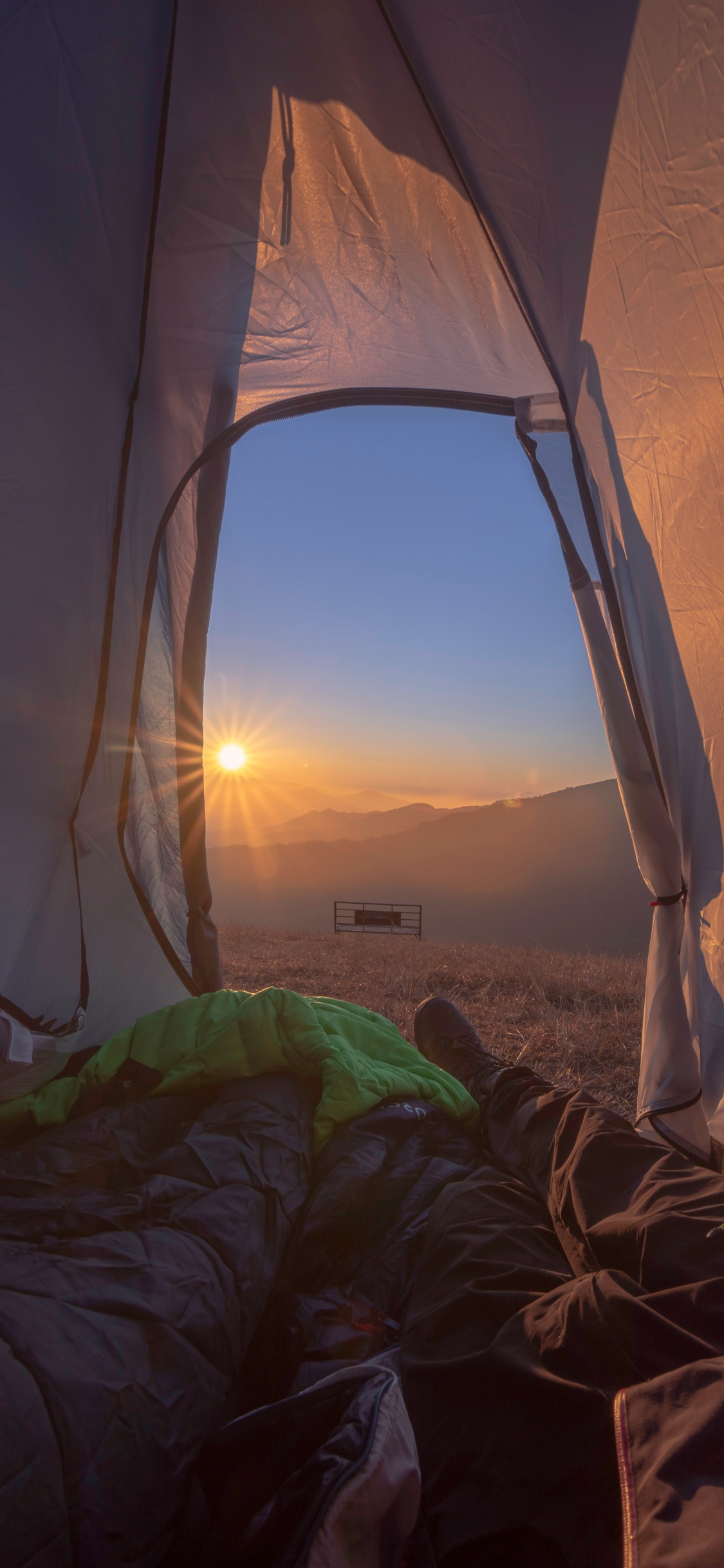 Tent, Camping, Morning, Room, Sunlight. Wallpaper in 1125x2436 Resolution