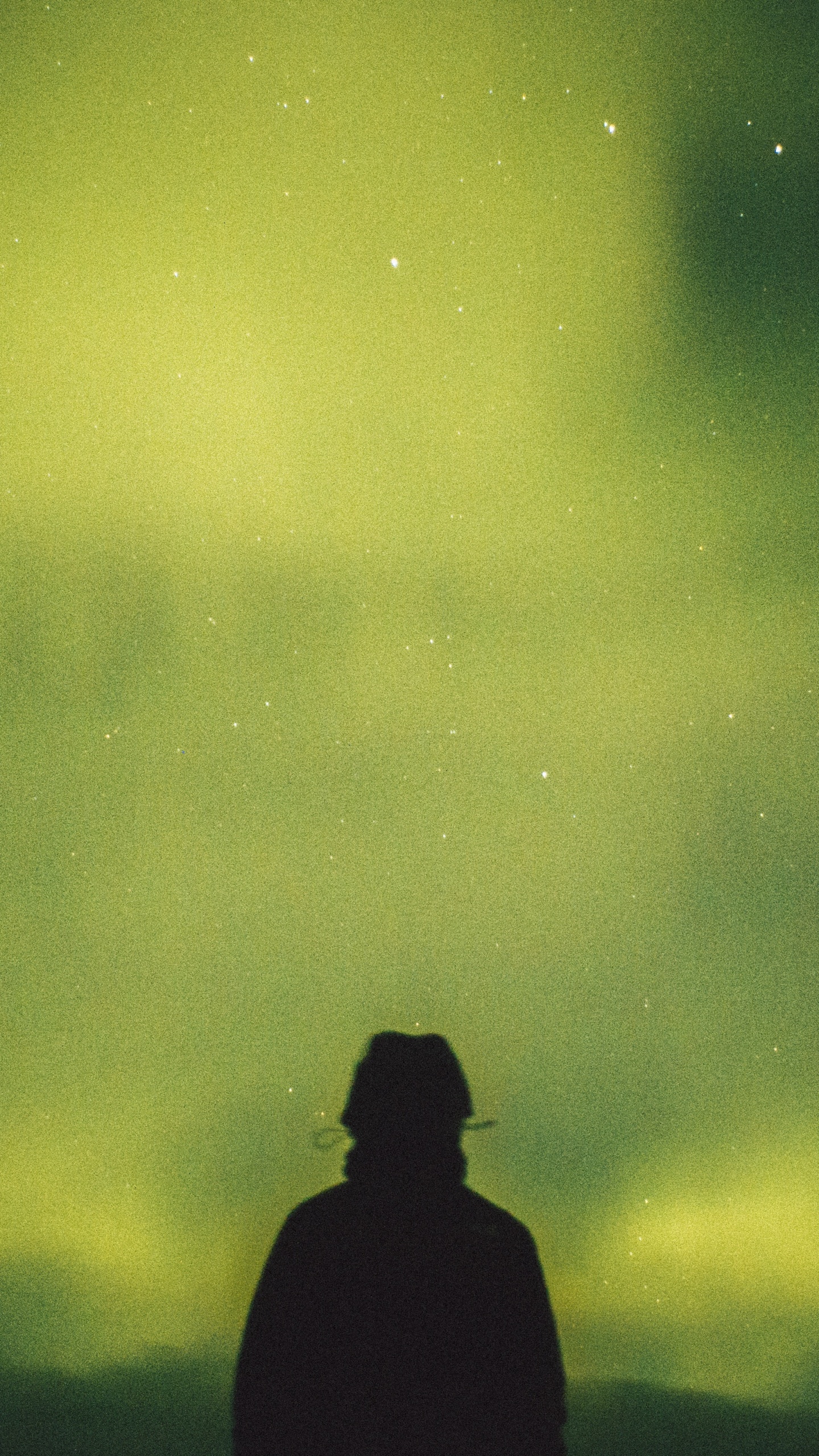 Silhouette D'homme Debout Sous un Ciel Gris. Wallpaper in 1440x2560 Resolution