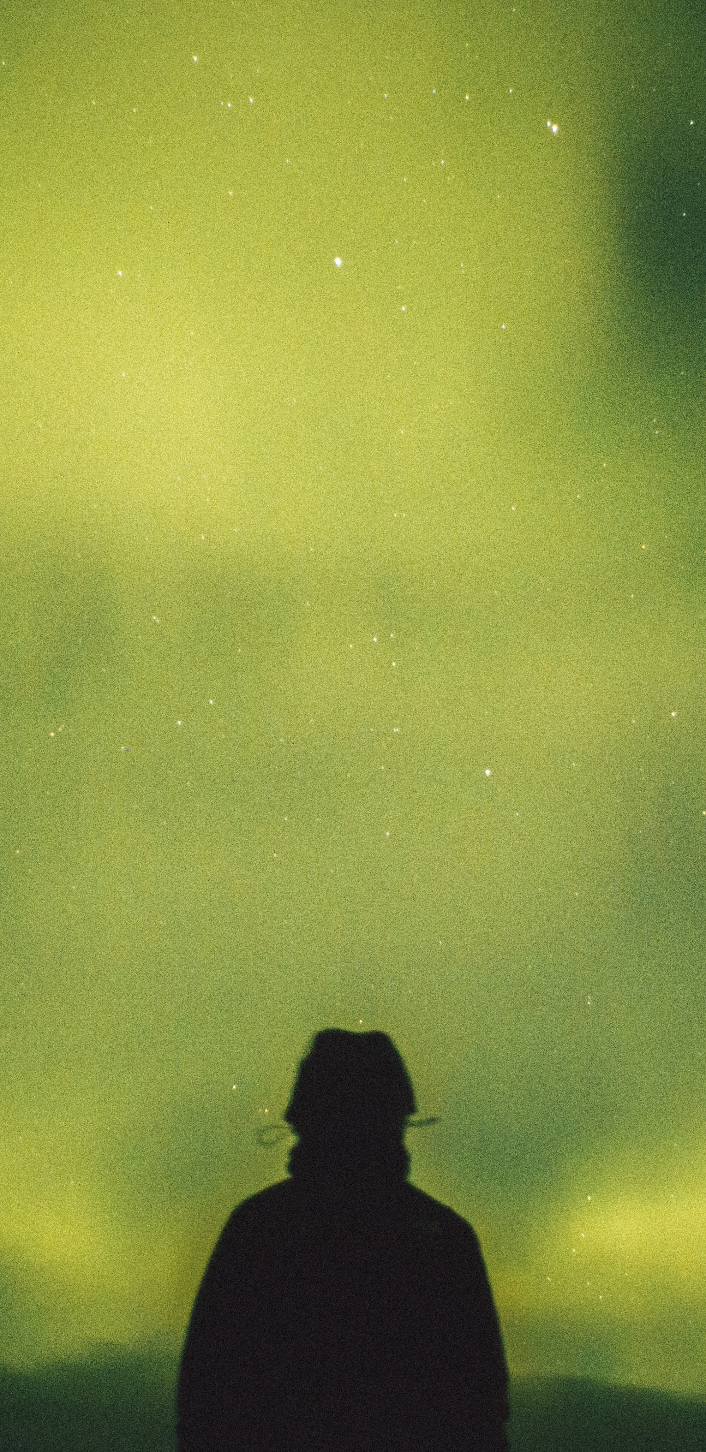 Silhouette D'homme Debout Sous un Ciel Gris. Wallpaper in 1440x2960 Resolution