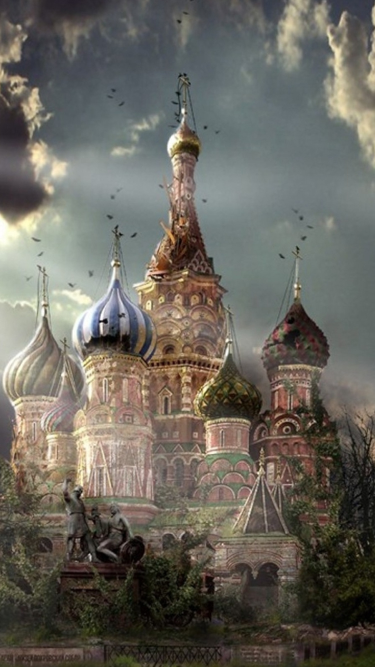 Weißes Und Braunes Betongebäude Unter Weißen Wolken. Wallpaper in 750x1334 Resolution