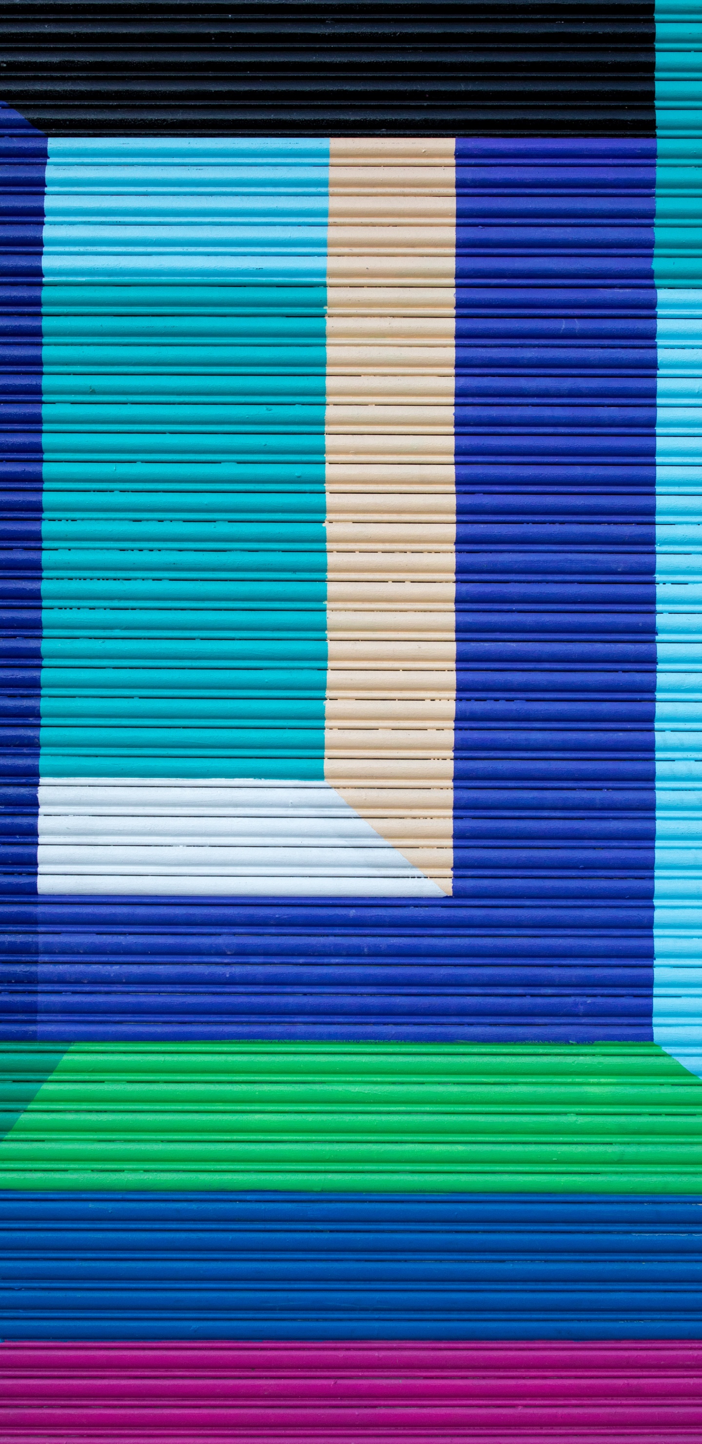 Green and Blue Striped Illustration. Wallpaper in 1440x2960 Resolution