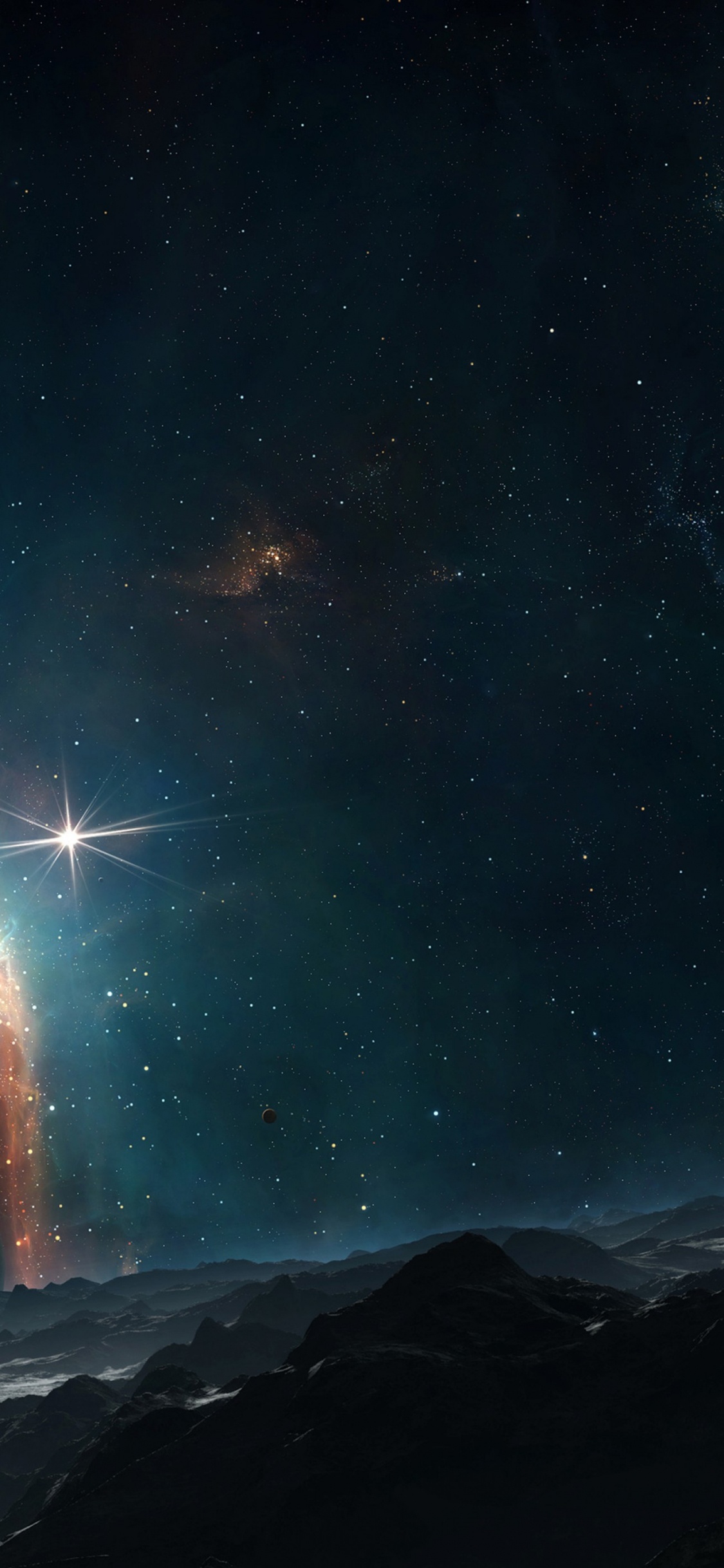 White Stars in The Sky During Night Time. Wallpaper in 1125x2436 Resolution