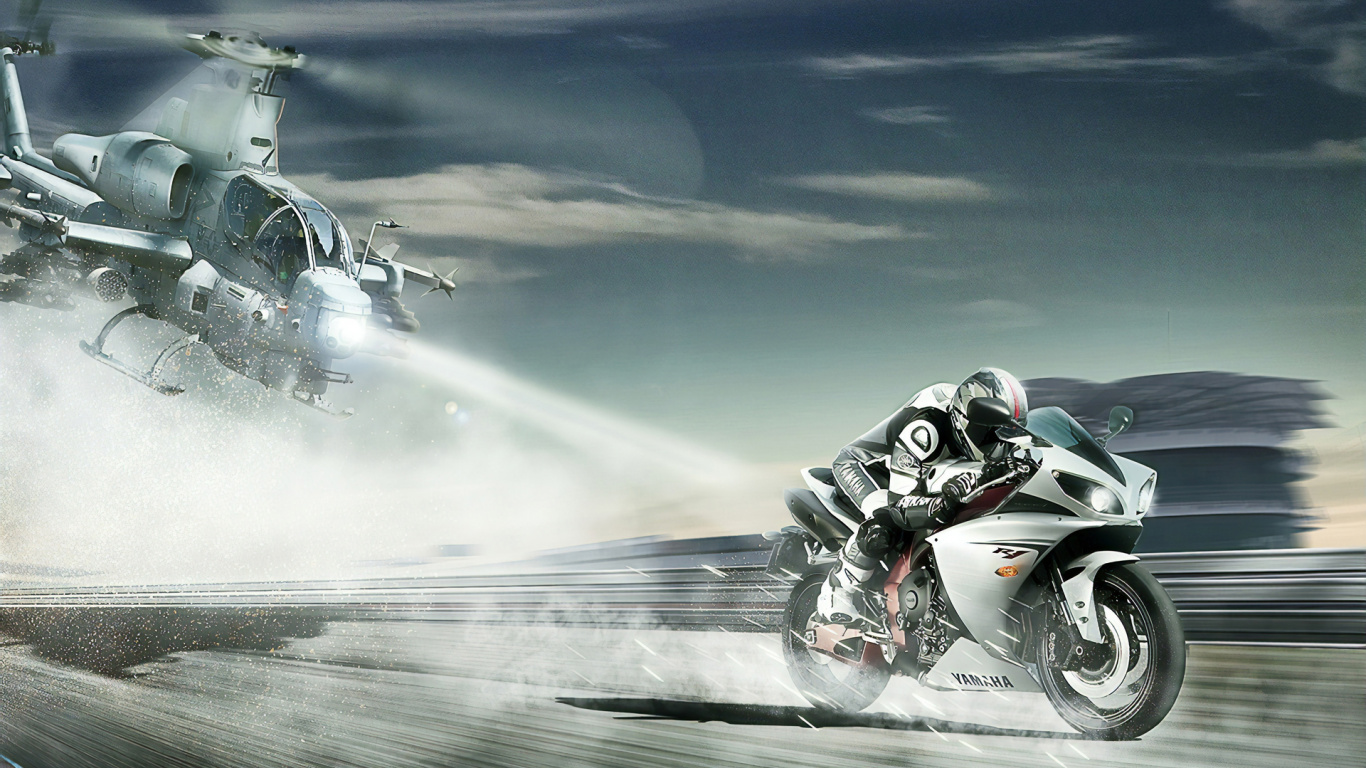 Black and Gray Sports Bike. Wallpaper in 1366x768 Resolution
