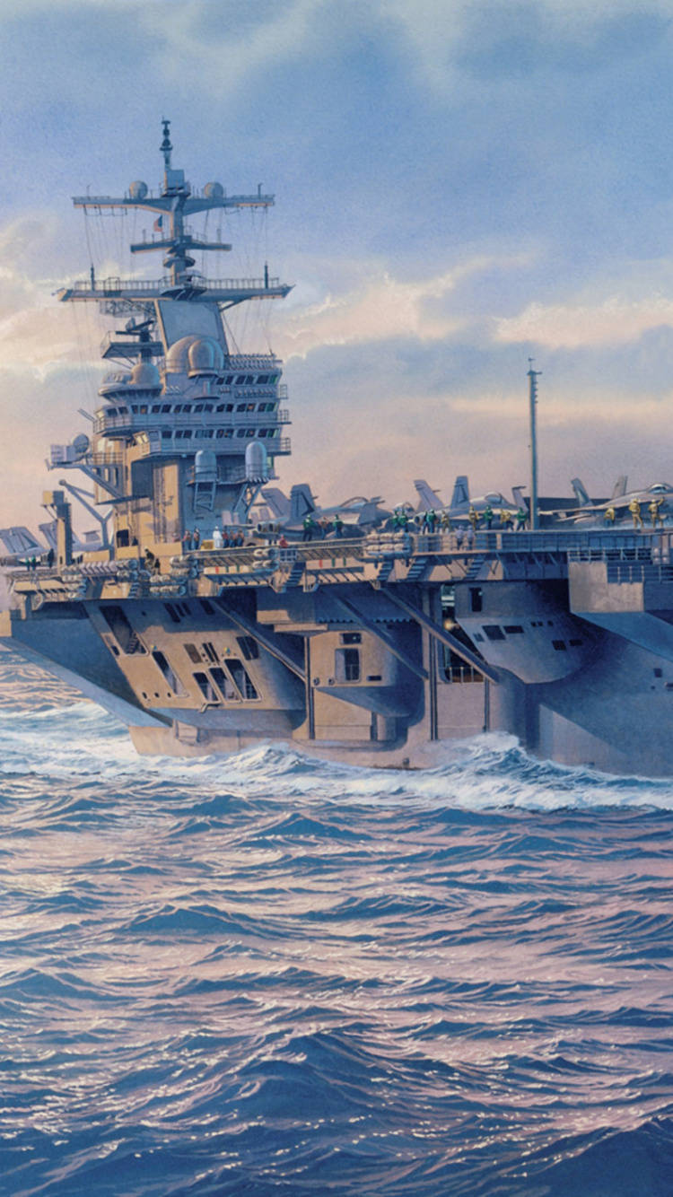 航空母舰, 乔治·HW·布什号航空母舰, 军舰, 海军的船, 美国海军 壁纸 750x1334 允许