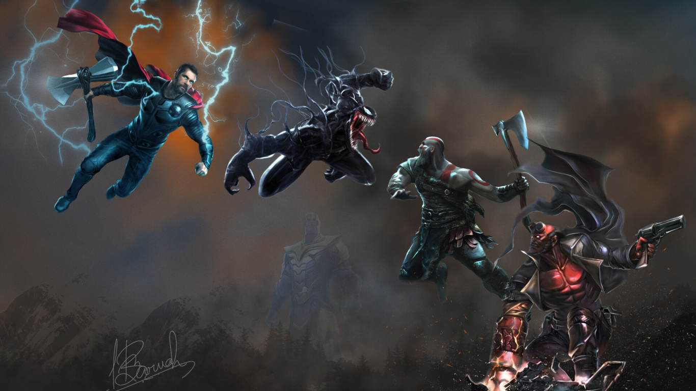 Homme en Costume Noir et Rouge Tenant Une Arme. Wallpaper in 1366x768 Resolution