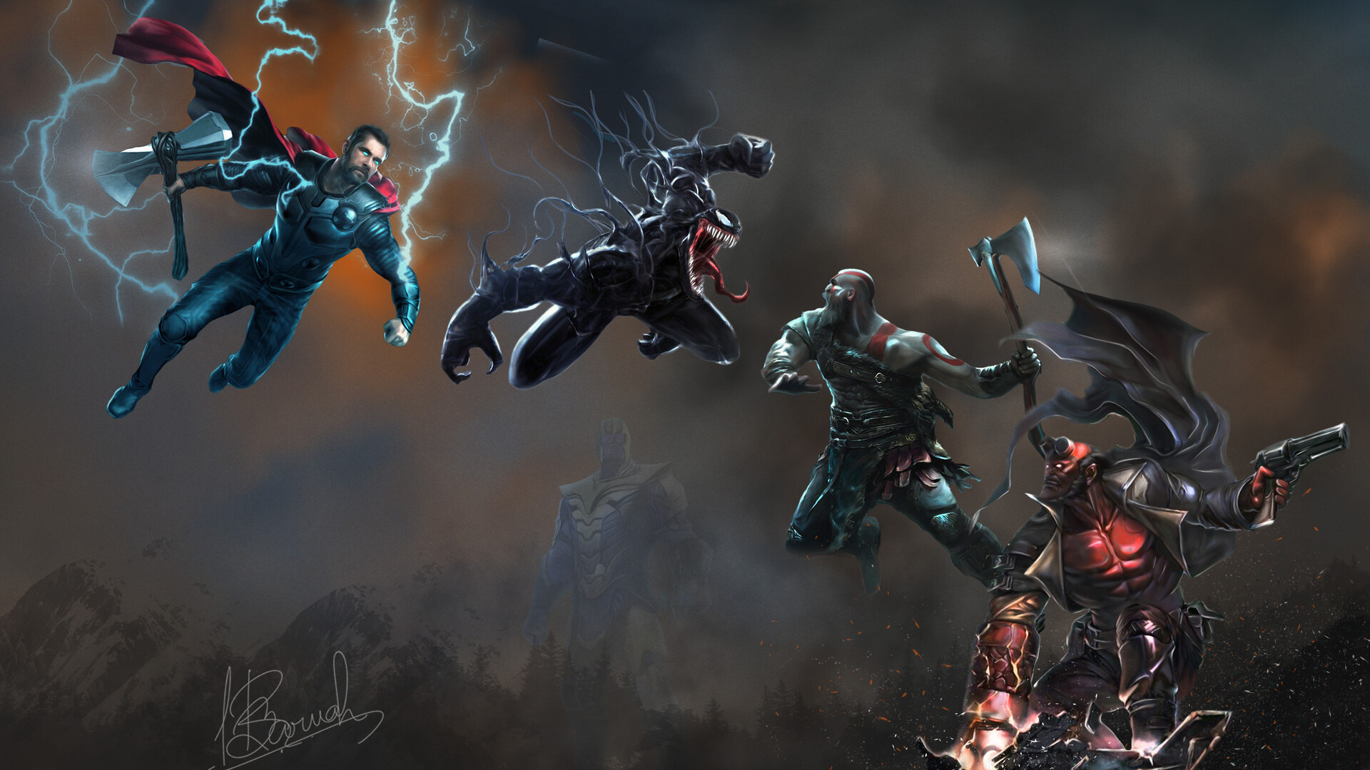 Homme en Costume Noir et Rouge Tenant Une Arme. Wallpaper in 1920x1080 Resolution