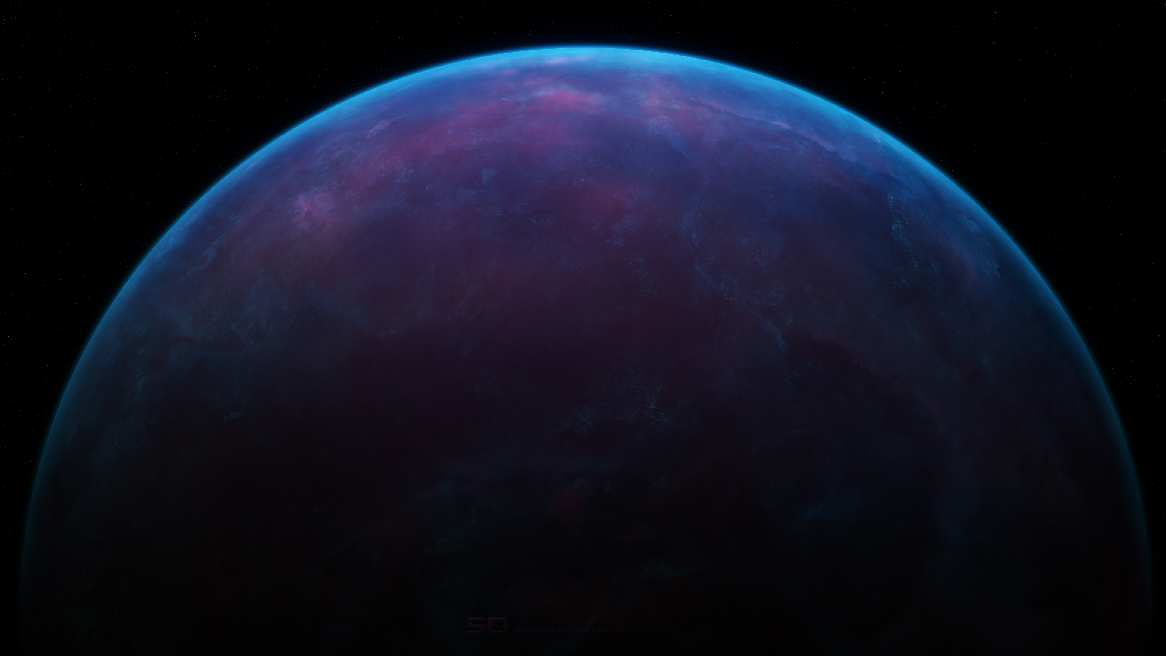 Blauer Und Grüner Planet Mit Schwarzem Hintergrund. Wallpaper in 3840x2160 Resolution