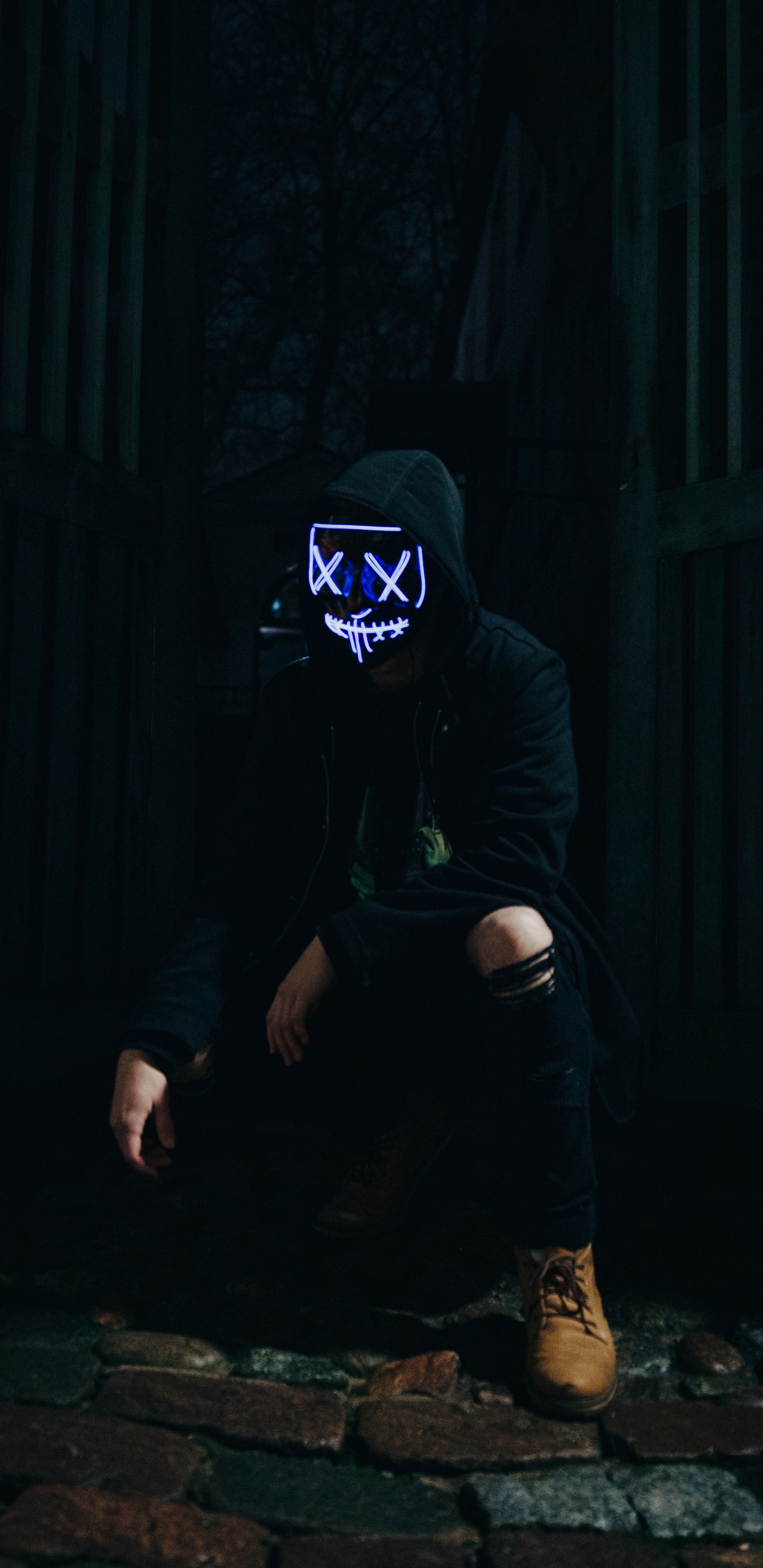 午夜, 光, 面罩, 数字合成, 坐 壁纸 1440x2960 允许