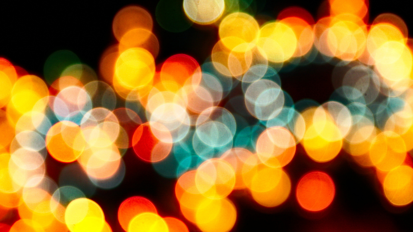 Gelbe Und Grüne Bokeh-Lichter. Wallpaper in 1366x768 Resolution