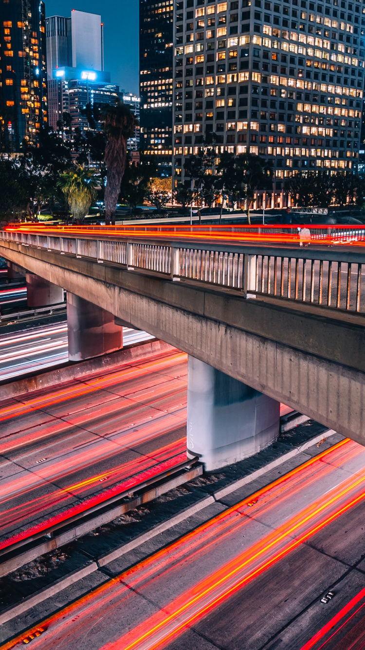 Time Lapse Photography of City Lights During Night Time. Wallpaper in 750x1334 Resolution