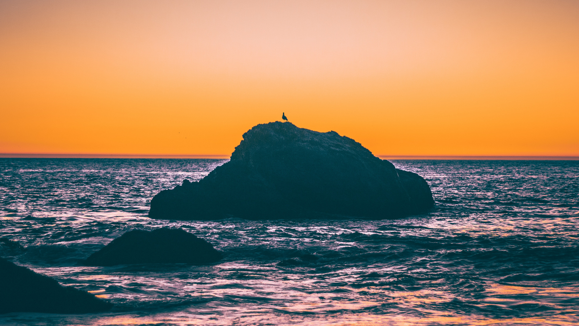 Sunset, Body of Water, Sea, Horizon, Ocean. Wallpaper in 1920x1080 Resolution