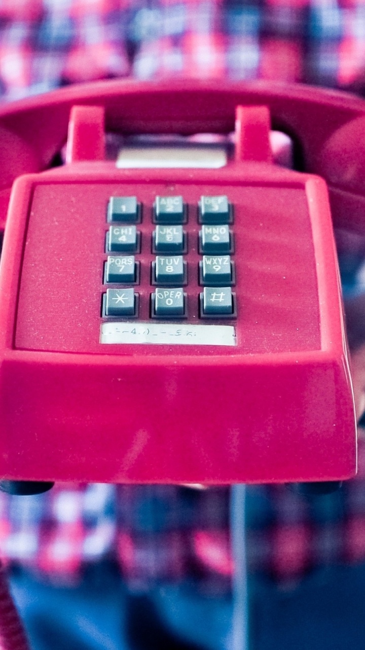 Red Telephone on Blue and White Textile. Wallpaper in 720x1280 Resolution