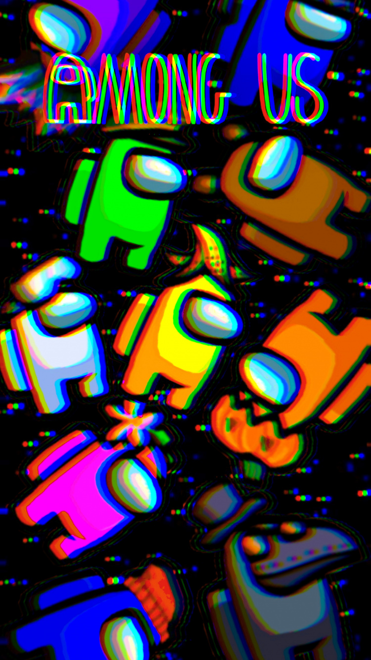 Among Us, Trippy Unter Uns, Cool, Electric Blue, Poster. Wallpaper in 750x1334 Resolution