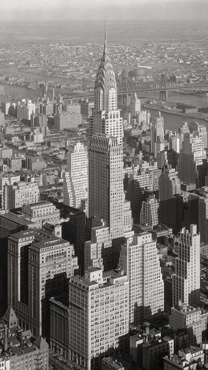 Grayscale Photo of City Buildings. Wallpaper in 720x1280 Resolution