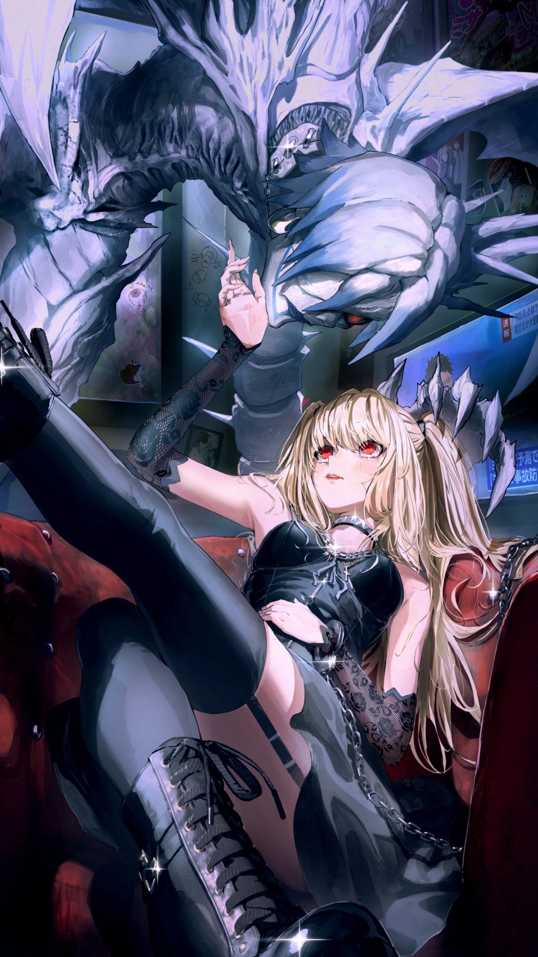 Misa Amane, Light Yagami, Rem, Ryuk, Death Note. Wallpaper in 1080x1920 Resolution