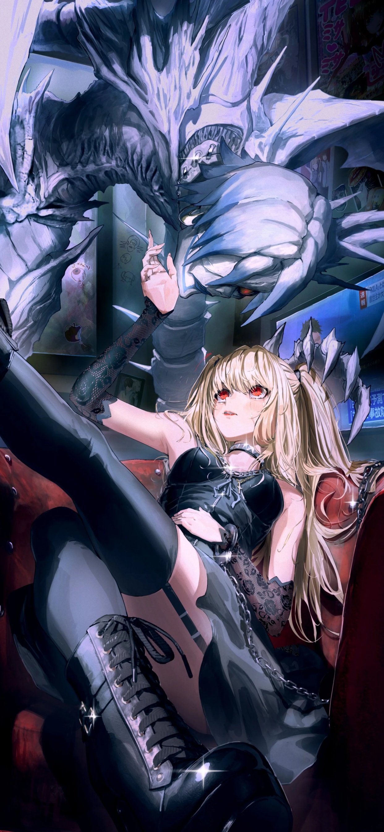 Misa Amane, Light Yagami, Rem, Ryuk, Death Note. Wallpaper in 1242x2688 Resolution