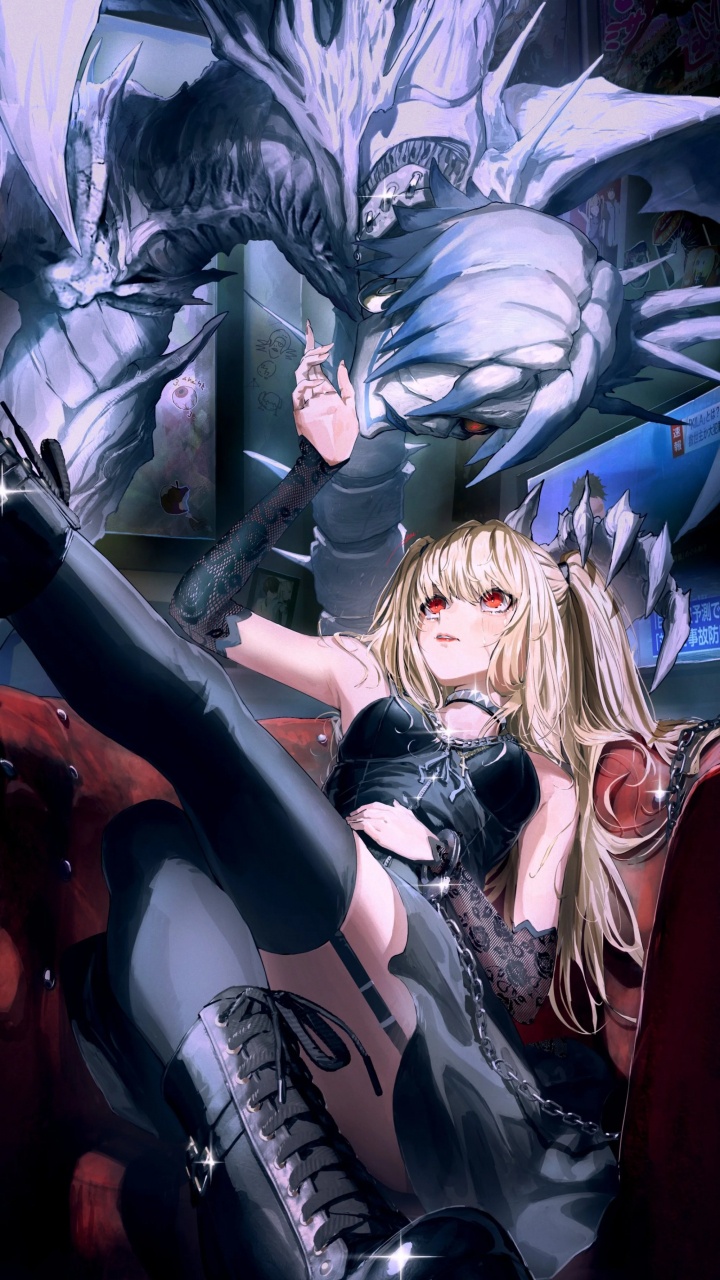 Misa Amane, Light Yagami, Rem, Ryuk, Death Note. Wallpaper in 720x1280 Resolution