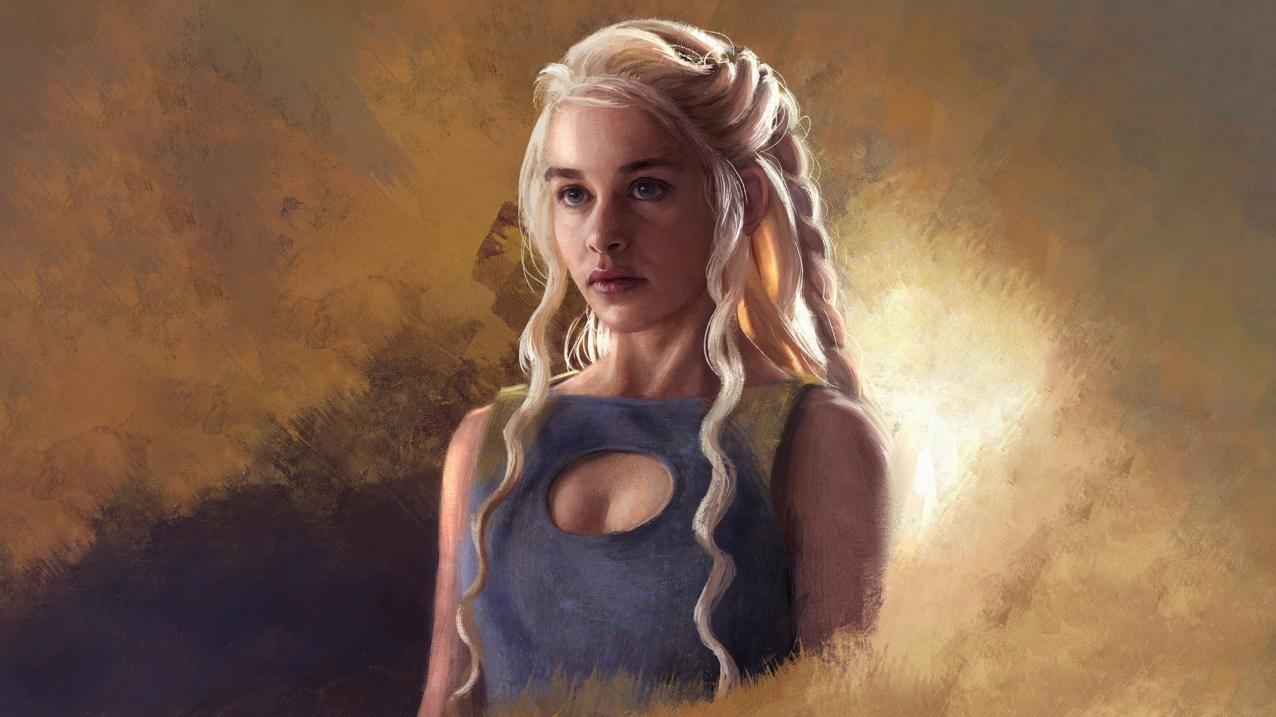 Daenerys Targaryen, Emilia Clarke, Jon Nieve, Arte, Artista. Wallpaper in 2560x1440 Resolution