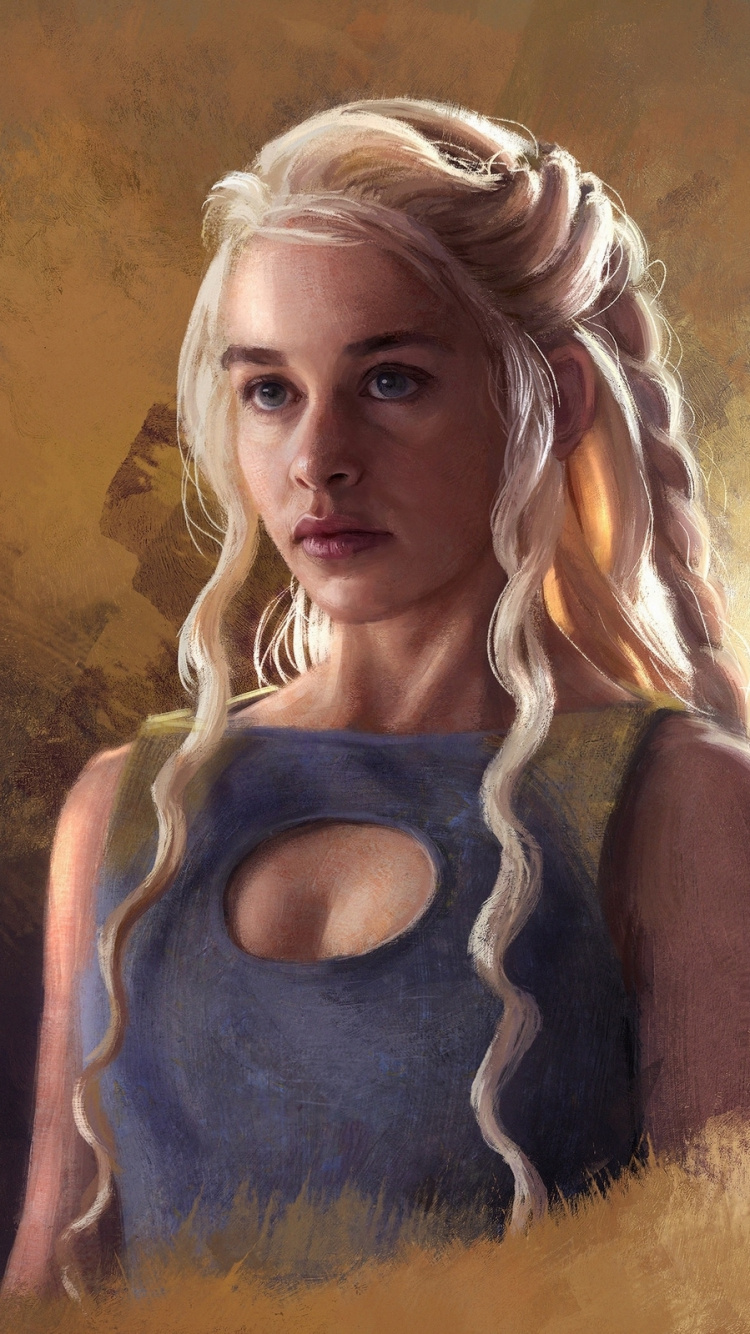 Daenerys Targaryen, Game of Thrones, Emilia Clarke, Jon Snow, Painting. Wallpaper in 750x1334 Resolution