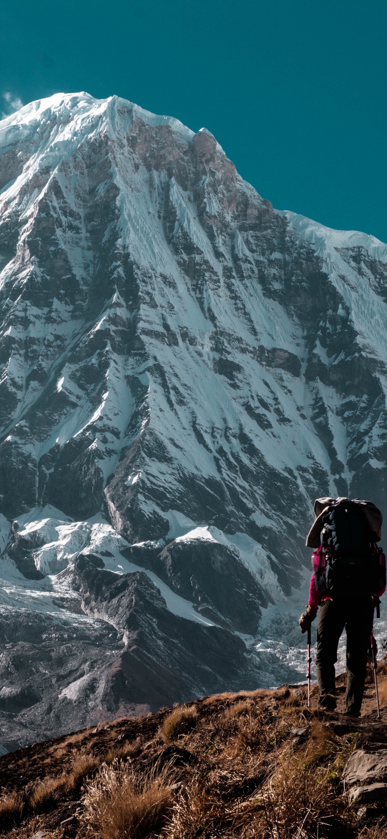 Mountainous Landforms, Mountain Challenges, Sky, Trekking, Mountain Range. Wallpaper in 1242x2688 Resolution
