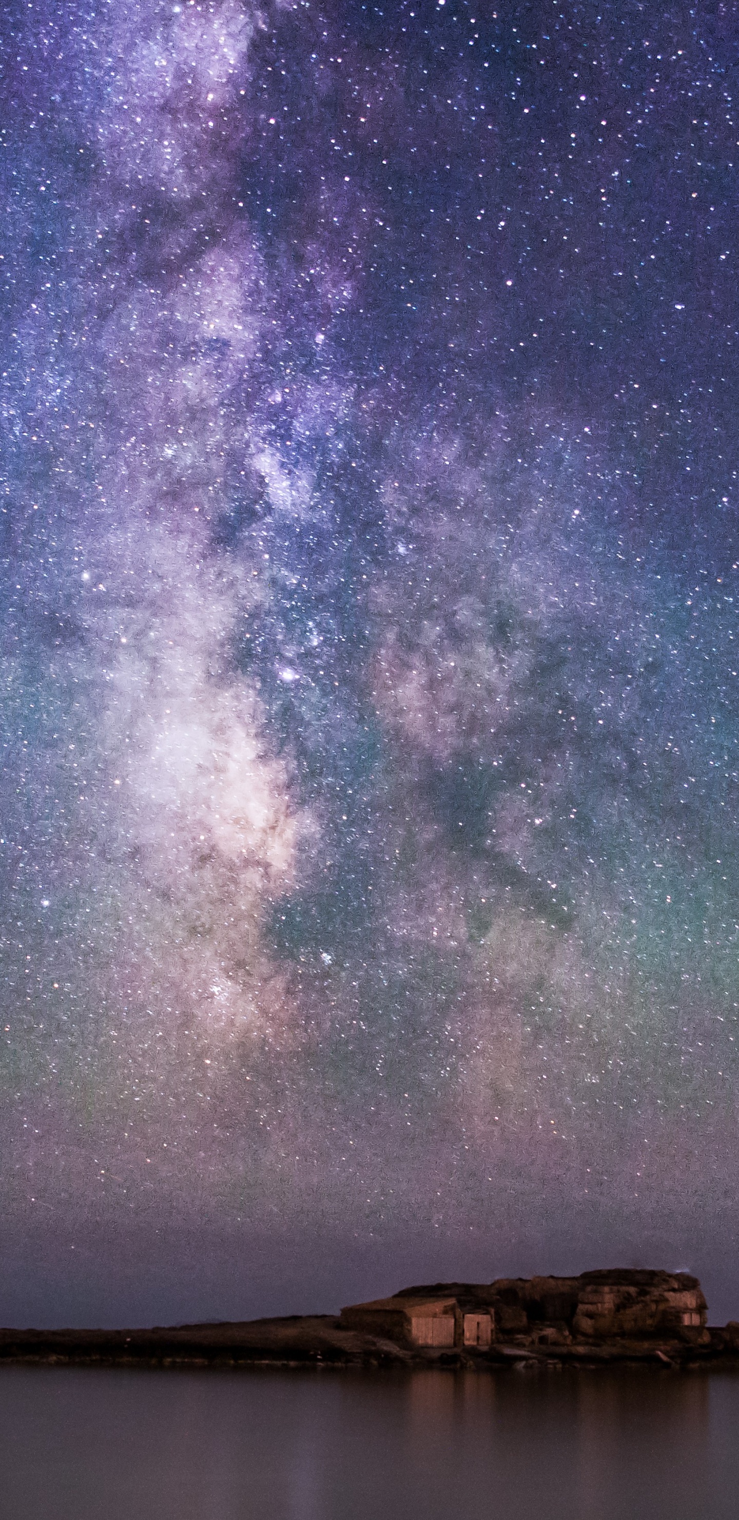Body of Water Under Starry Night. Wallpaper in 1440x2960 Resolution