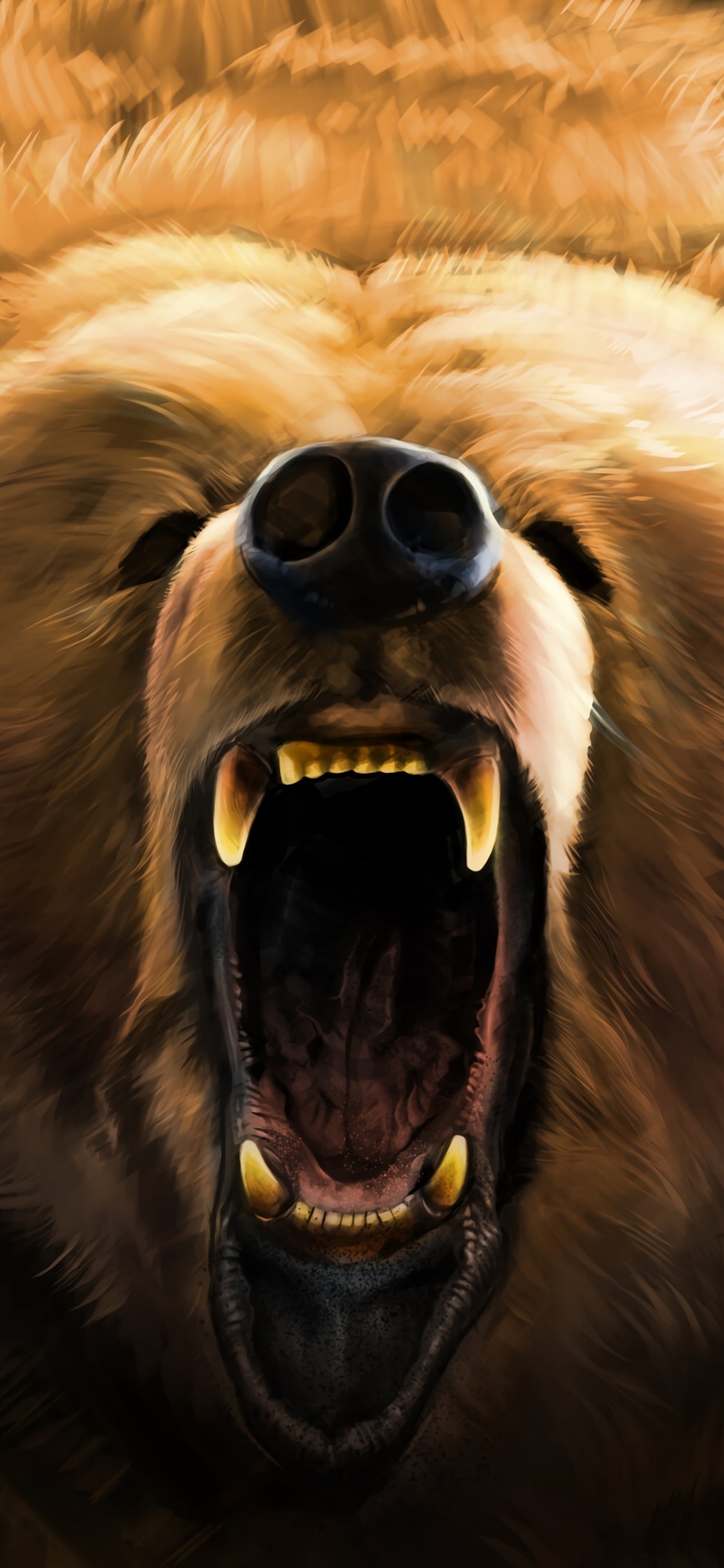 Brown Bear With Blue Eyes. Wallpaper in 1125x2436 Resolution