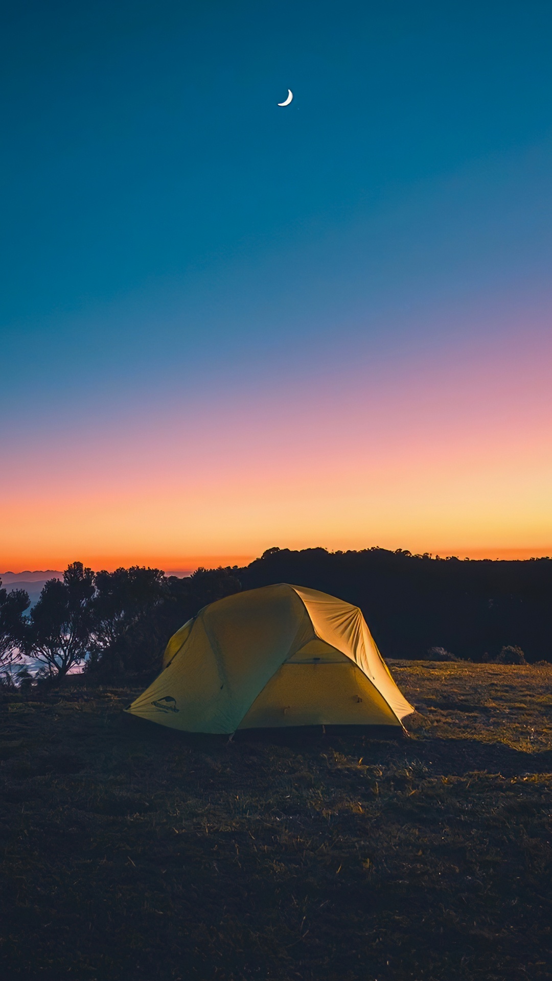 Atmosphere, Light, Moon, Tent, Dusk. Wallpaper in 1080x1920 Resolution