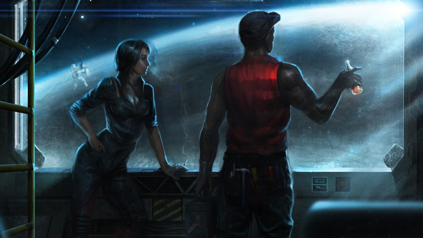 Juego de Pc, Medianoche, Los Efectos Visuales, Starship, Espacio. Wallpaper in 1366x768 Resolution