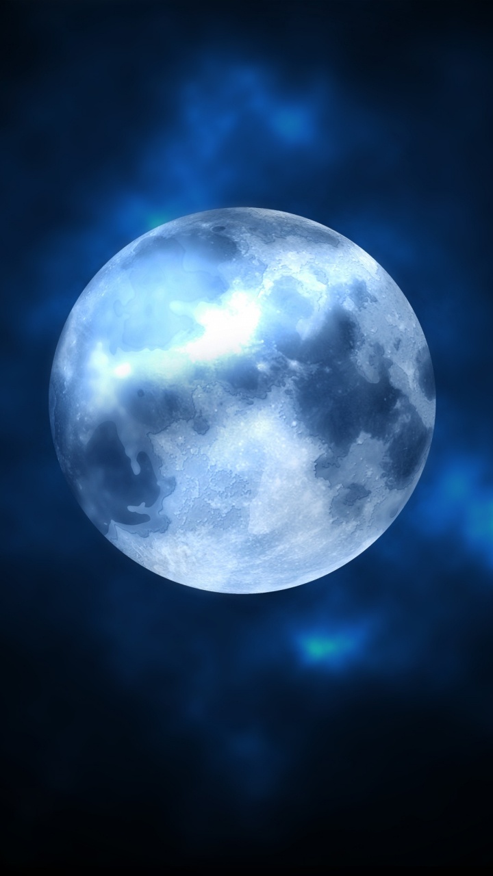 Blaue Und Weiße Mondillustration. Wallpaper in 720x1280 Resolution