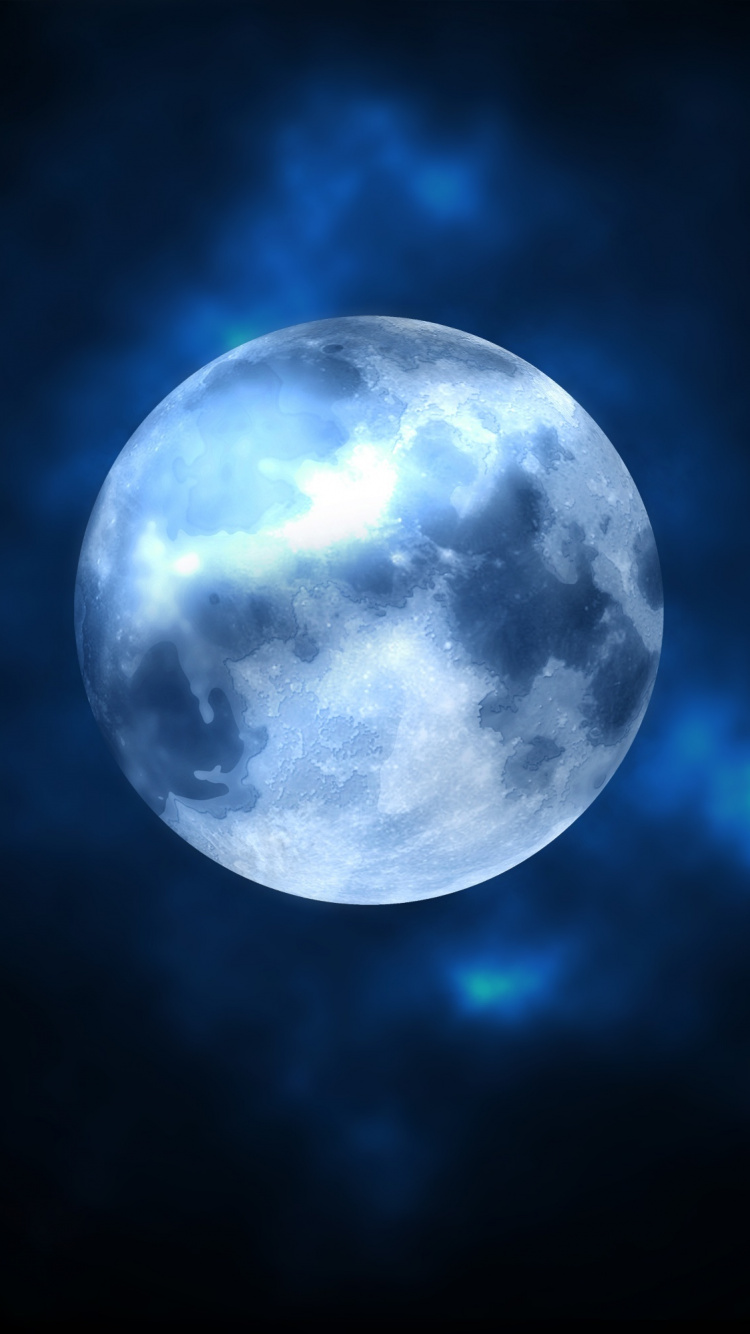 Blue and White Moon Illustration. Wallpaper in 750x1334 Resolution