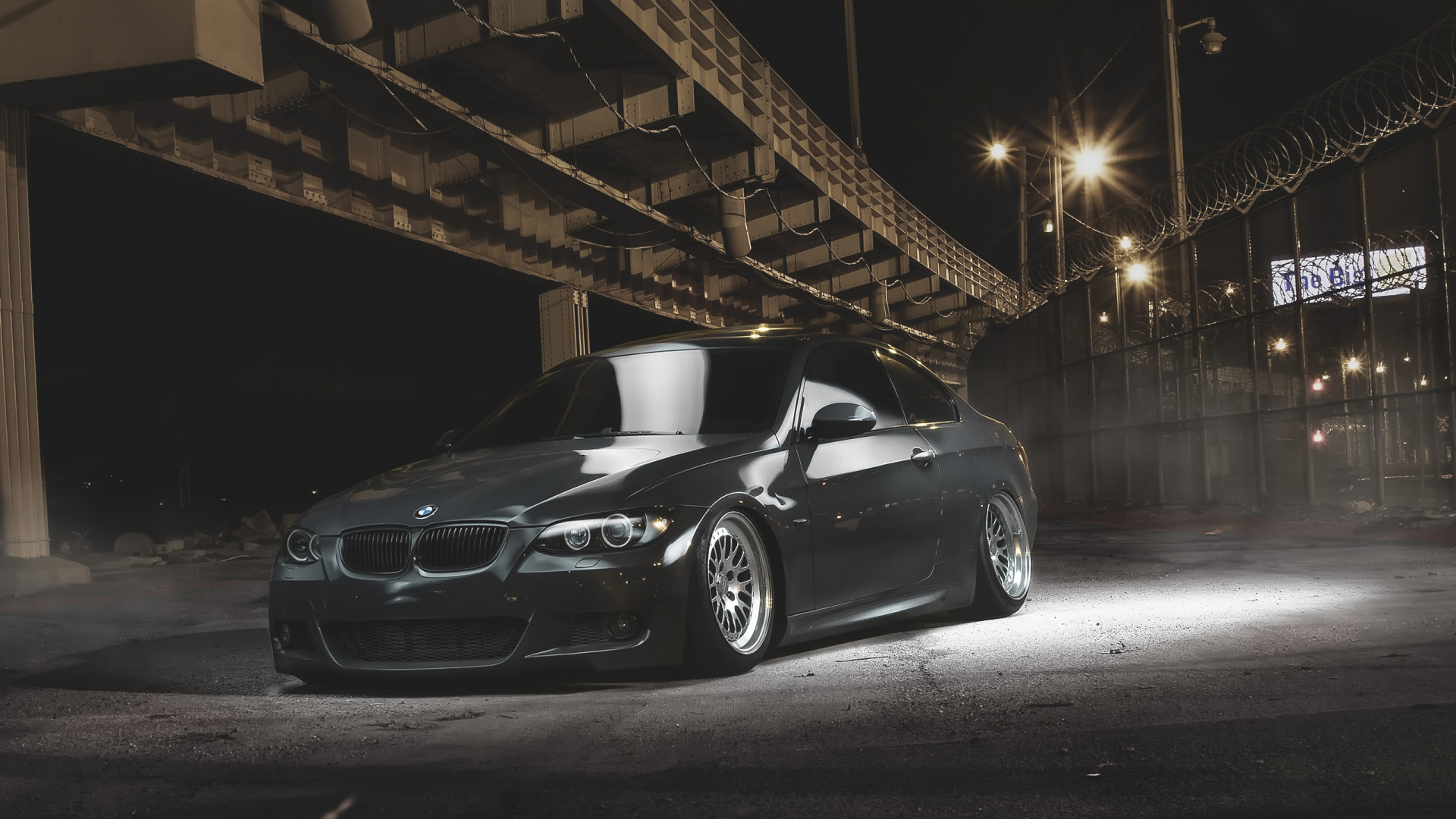 Silver Mercedes Benz Coupe Parked in Garage. Wallpaper in 1920x1080 Resolution