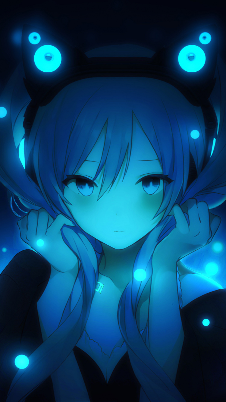 Blue Haired Girl Anime Character. Wallpaper in 750x1334 Resolution