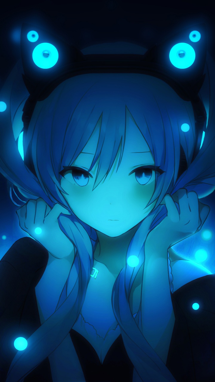 Personaje de Anime de Chica de Pelo Azul. Wallpaper in 720x1280 Resolution