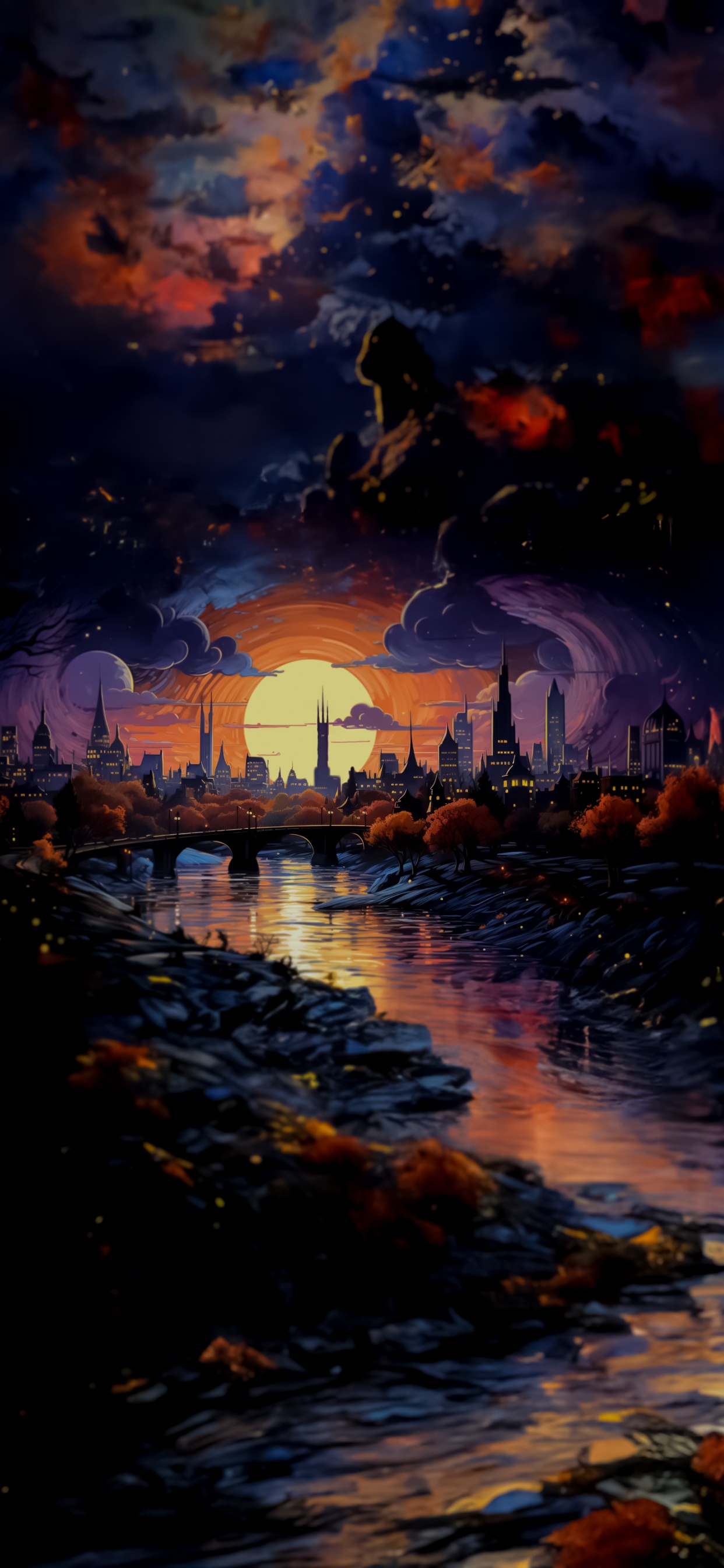 Afterglow, Dibujo, Agua, Ambiente, Atardecer. Wallpaper in 1242x2688 Resolution