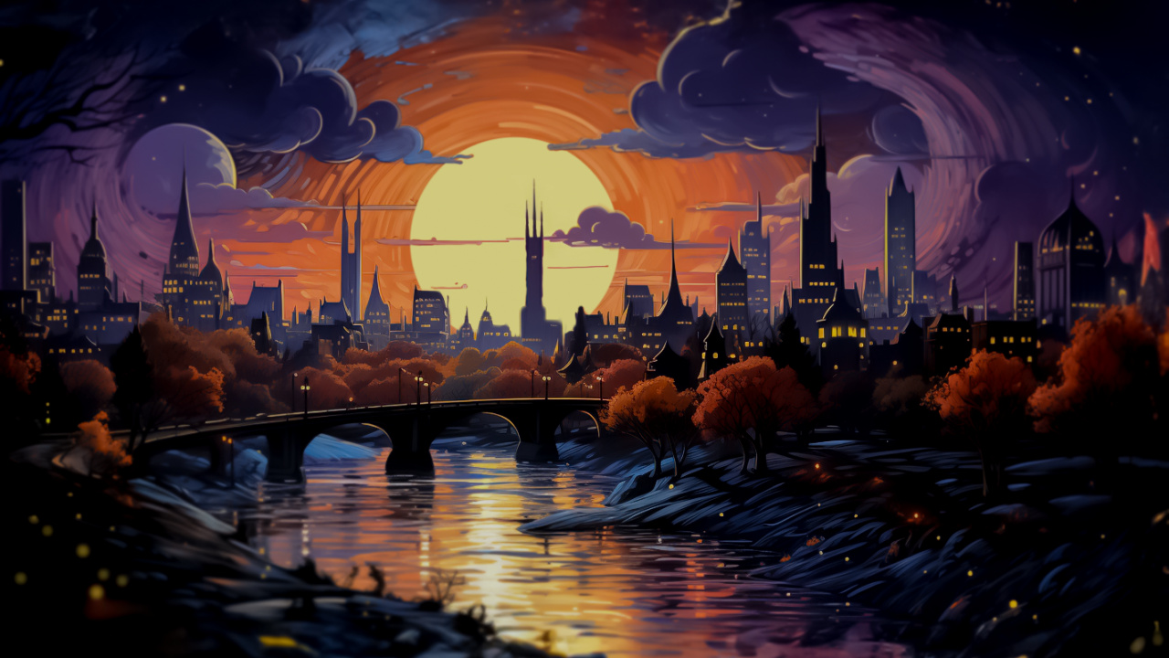 Afterglow, Dibujo, Agua, Ambiente, Atardecer. Wallpaper in 1280x720 Resolution