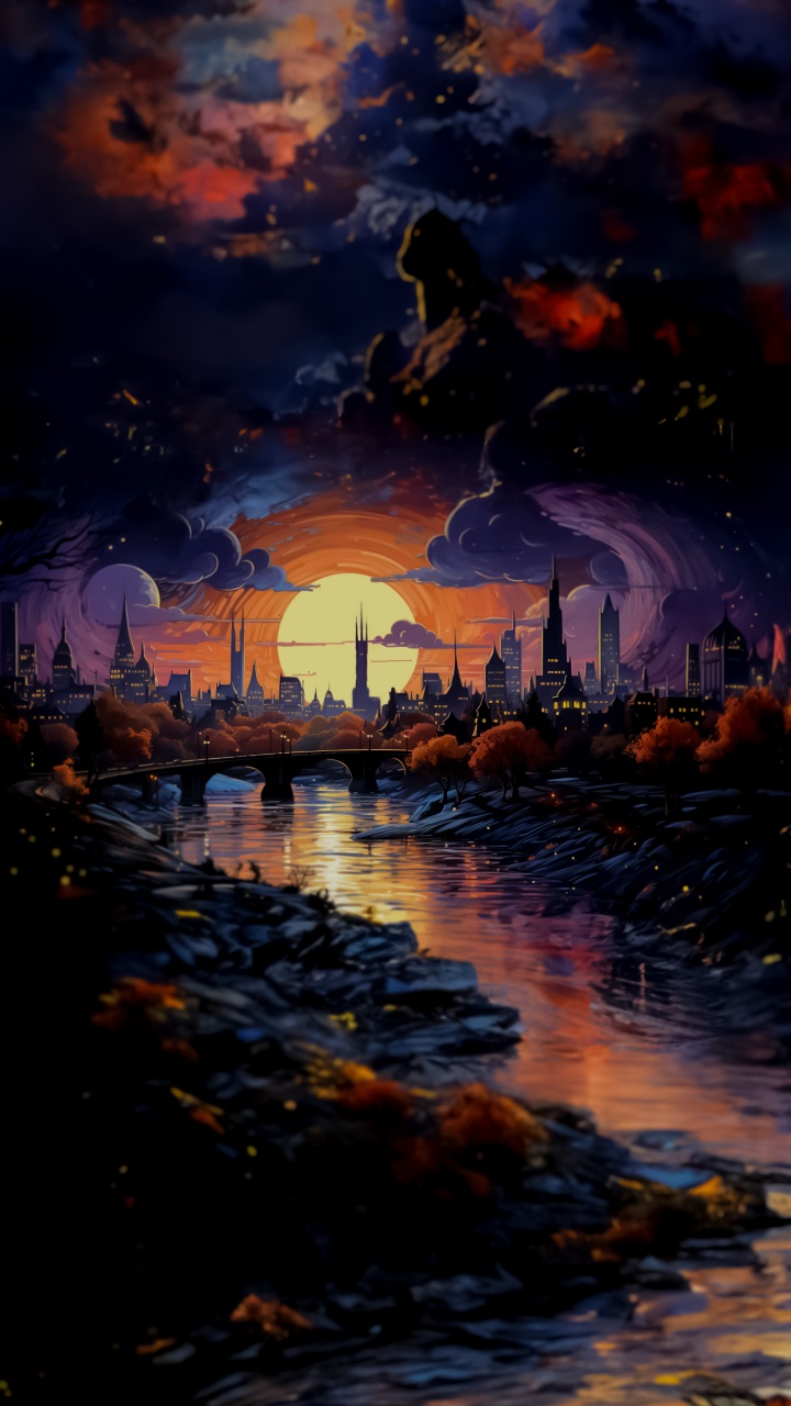 Afterglow, Drawing, Water, Cloud, Atmosphere. Wallpaper in 720x1280 Resolution