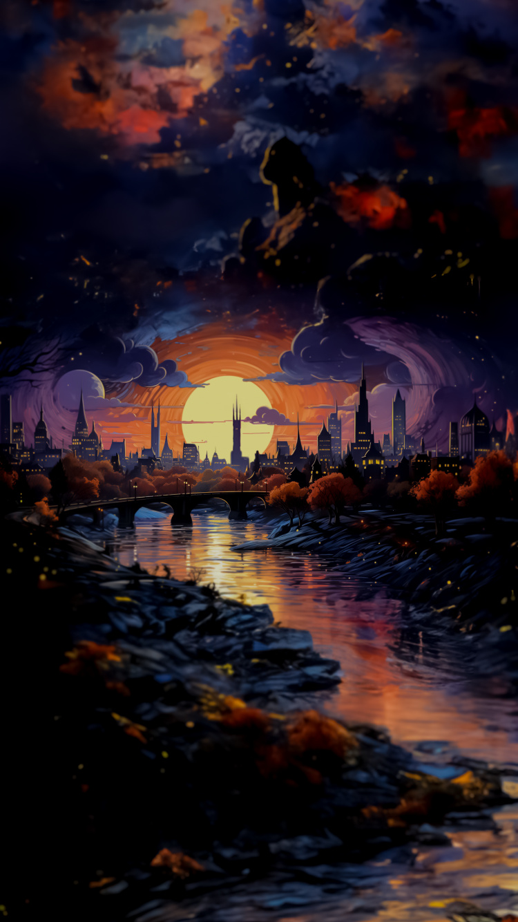 Afterglow, Drawing, Water, Cloud, Atmosphere. Wallpaper in 750x1334 Resolution