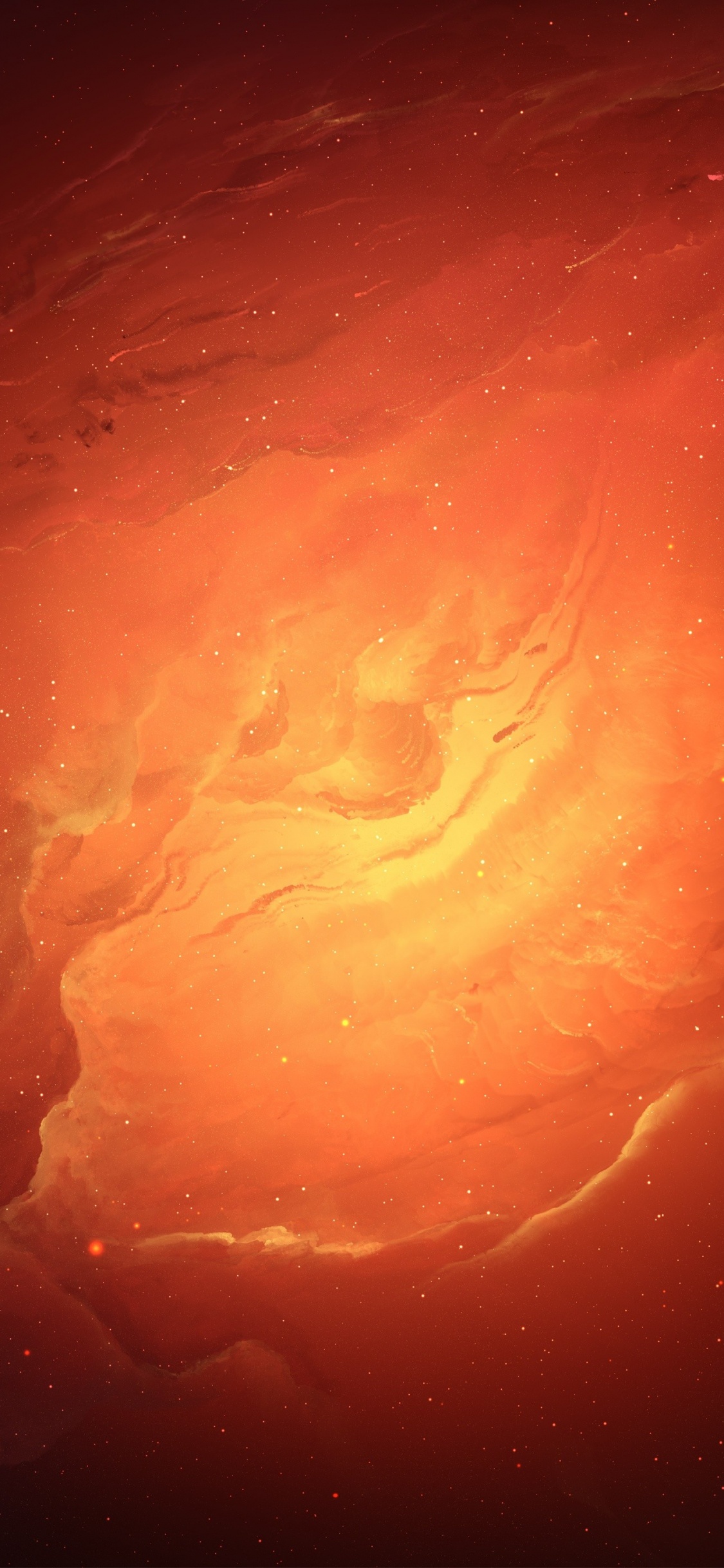 Orange and White Abstract Painting. Wallpaper in 1125x2436 Resolution