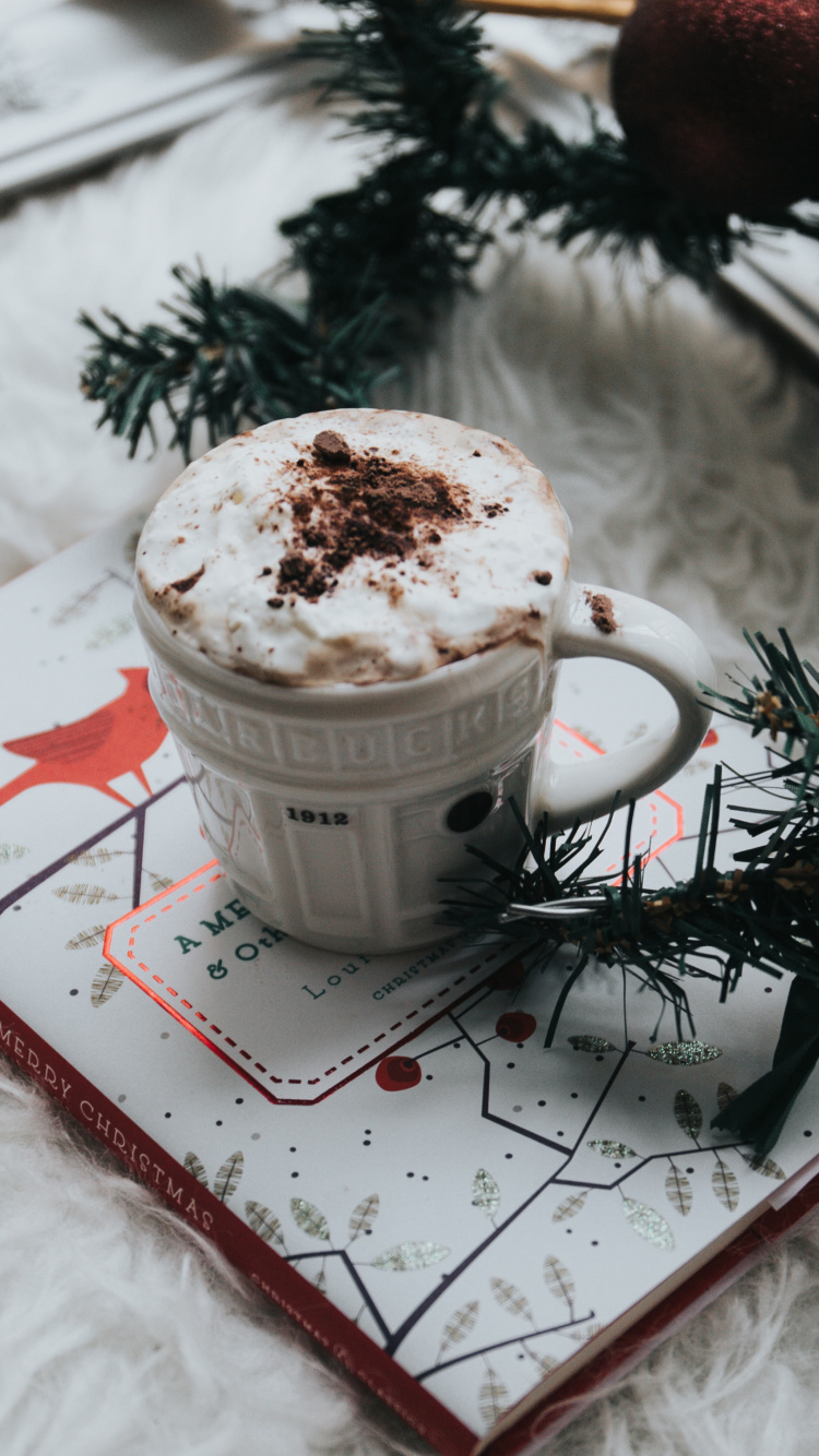 White Ceramic Mug on White and Red Book. Wallpaper in 750x1334 Resolution